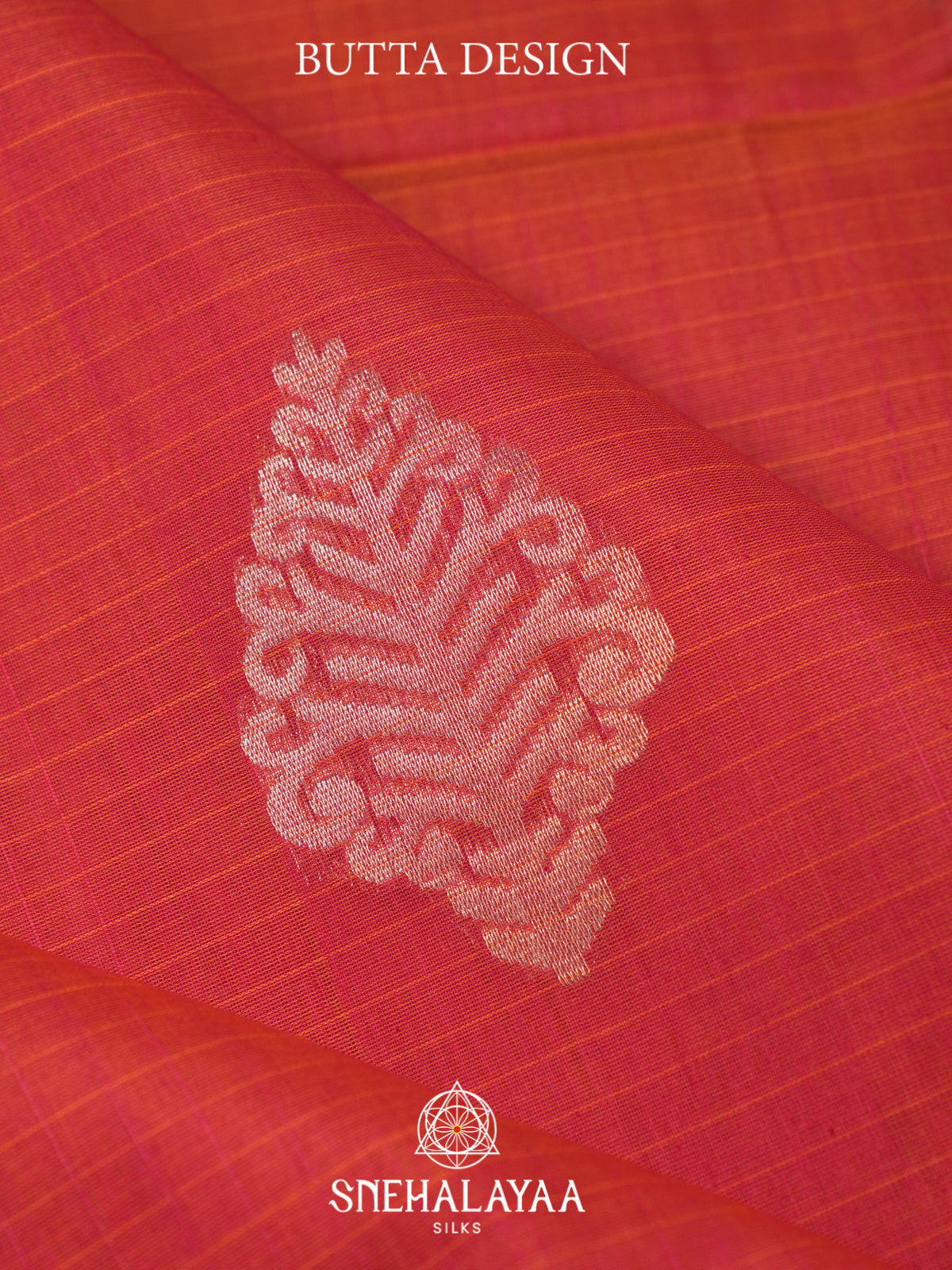 Vermilion Red Kora Silk Cotton Saree