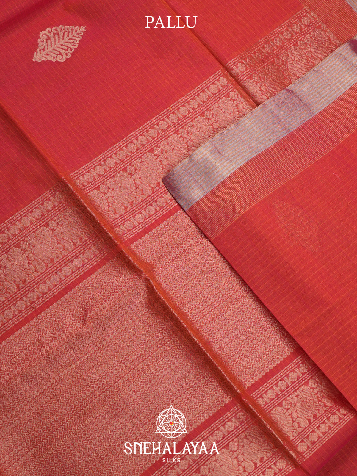Vermilion Red Kora Silk Cotton Saree