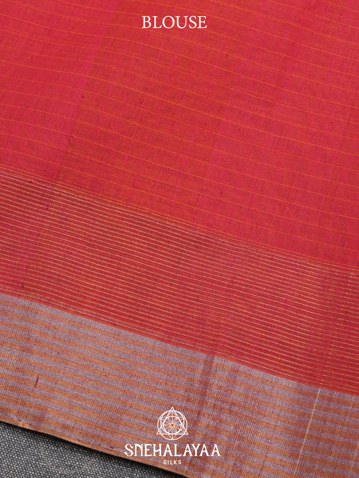 Vermilion Red Kora Silk Cotton Saree