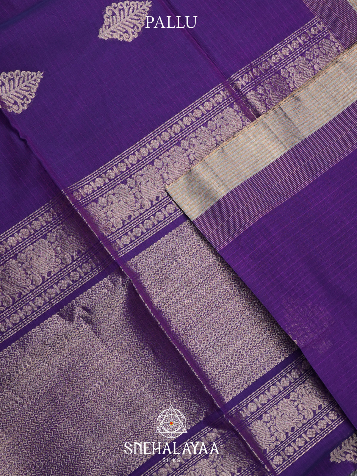 Violet Kora Silk Cotton Saree