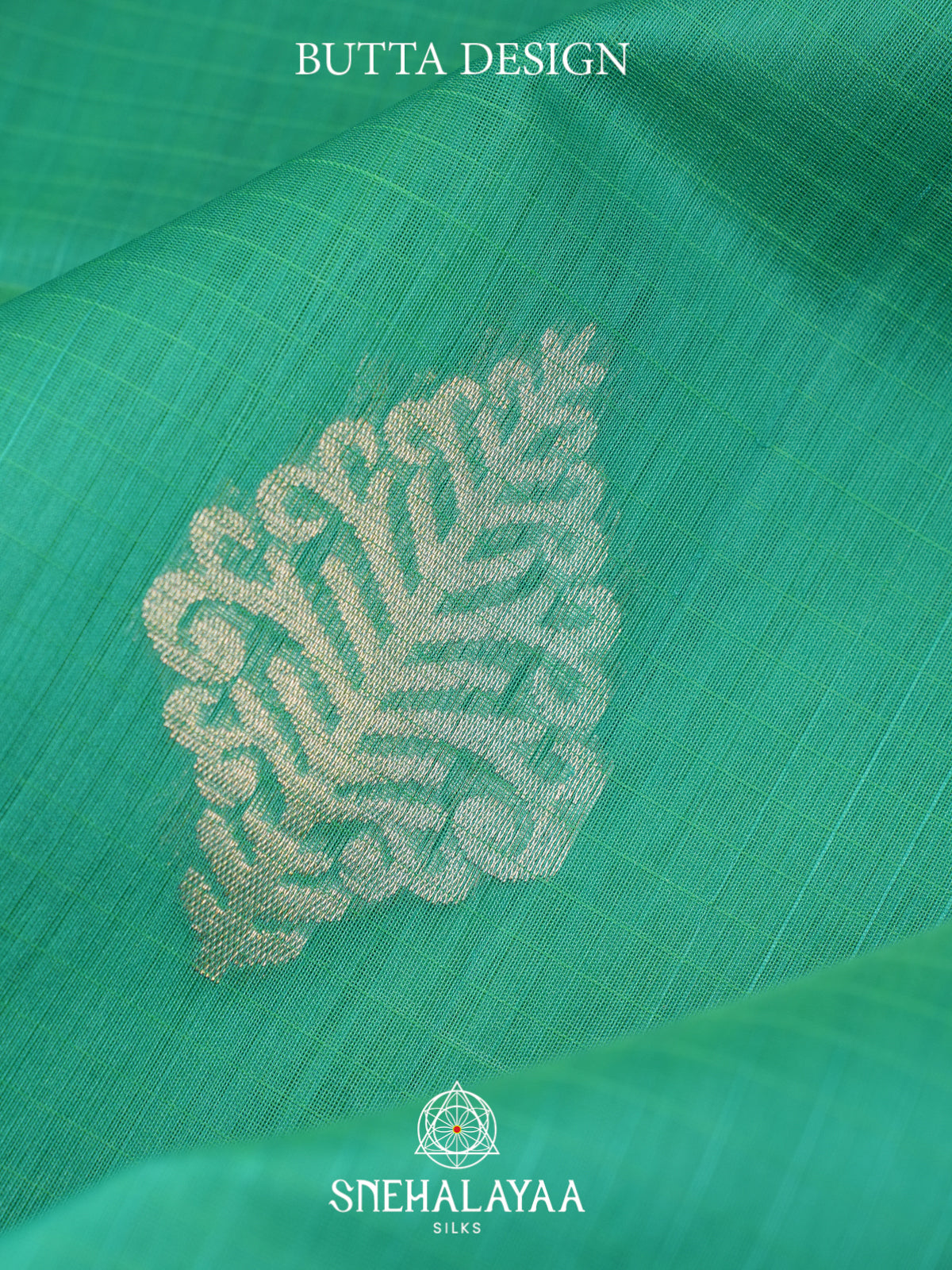 Turquoise Green Kora Silk Cotton Saree