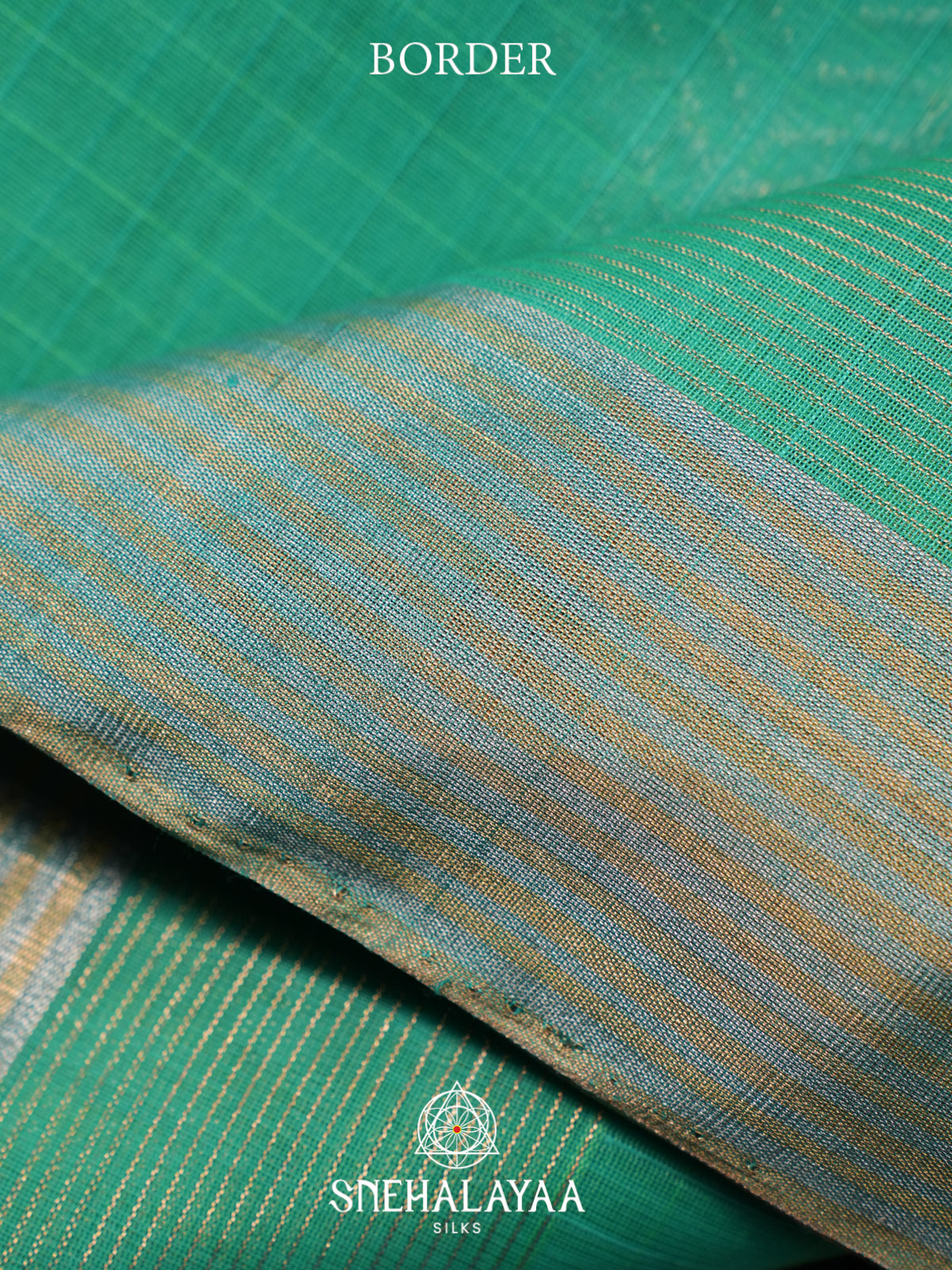 Turquoise Green Kora Silk Cotton Saree