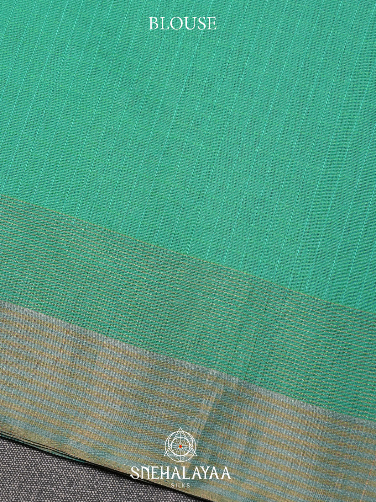 Turquoise Green Kora Silk Cotton Saree