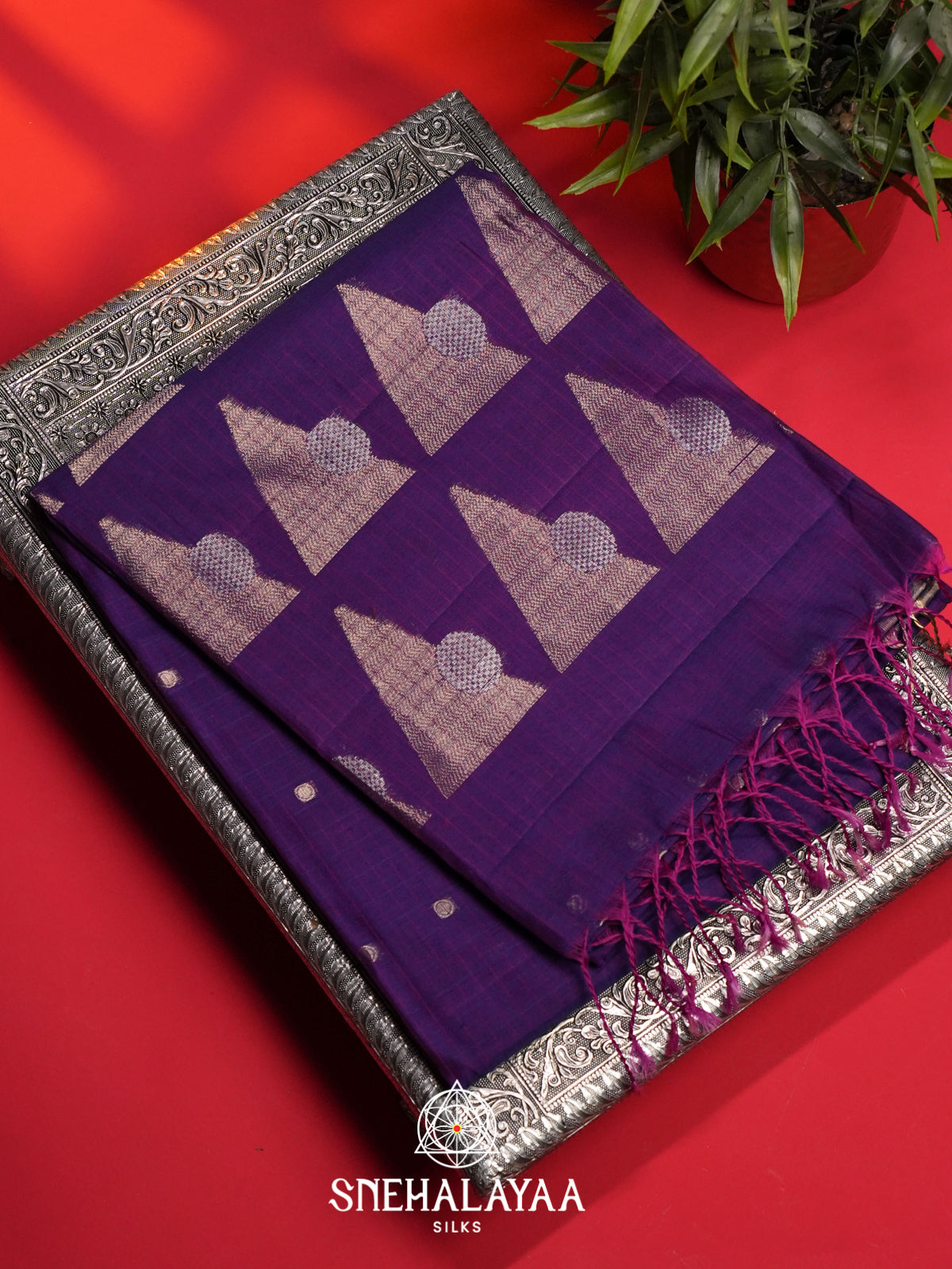 Purple Kora Silk Cotton Saree