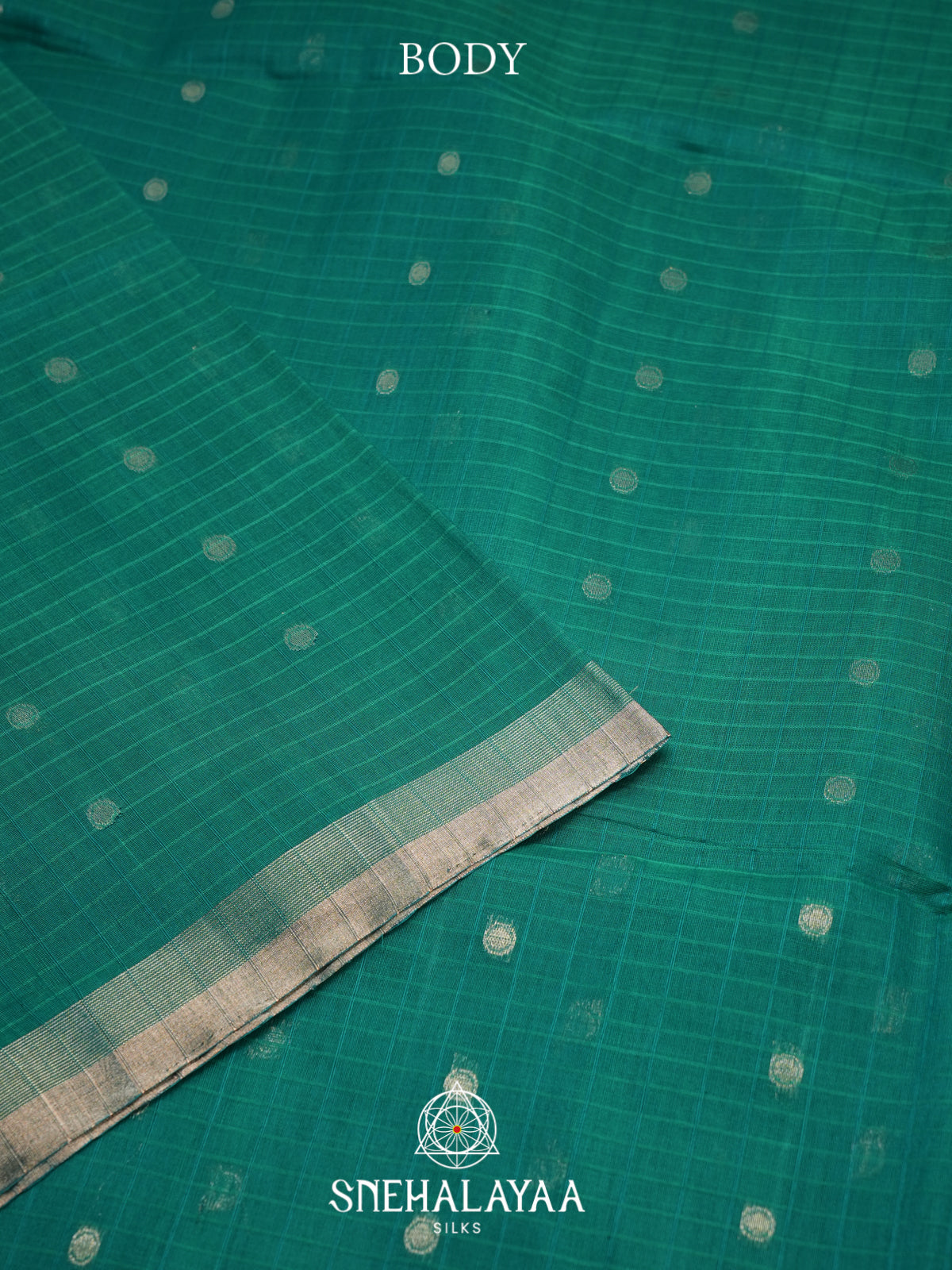 Teal Green Kora Silk Cotton Saree
