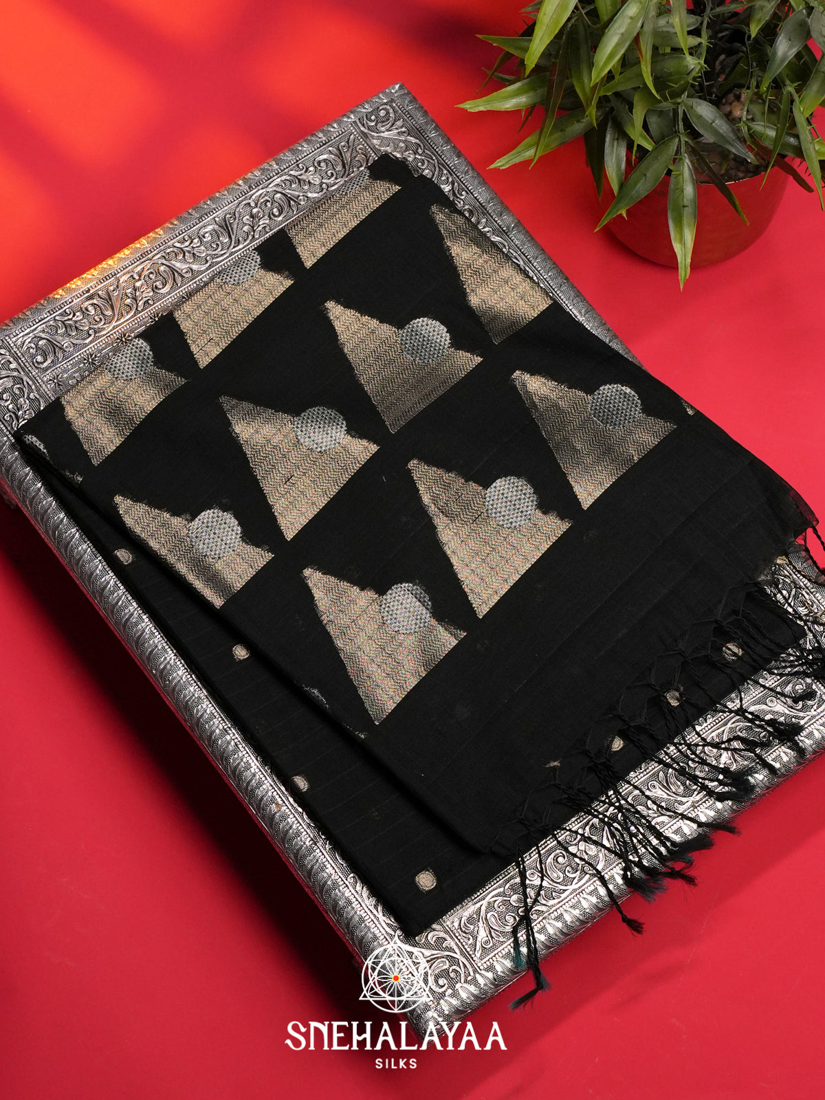 Black Kora Silk Cotton Saree