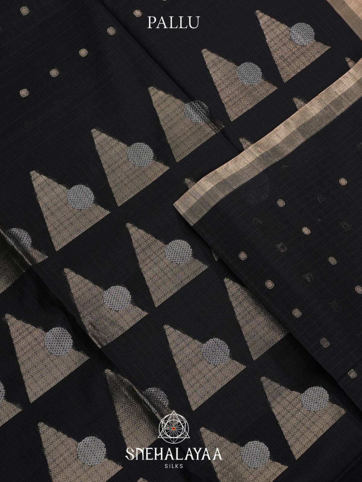 Black Kora Silk Cotton Saree