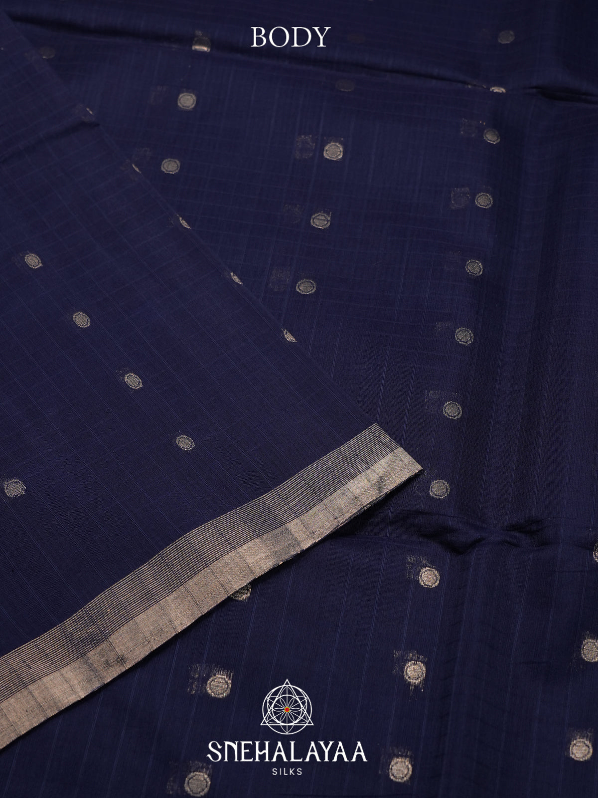 Navy Blue Kora Silk Cotton Saree