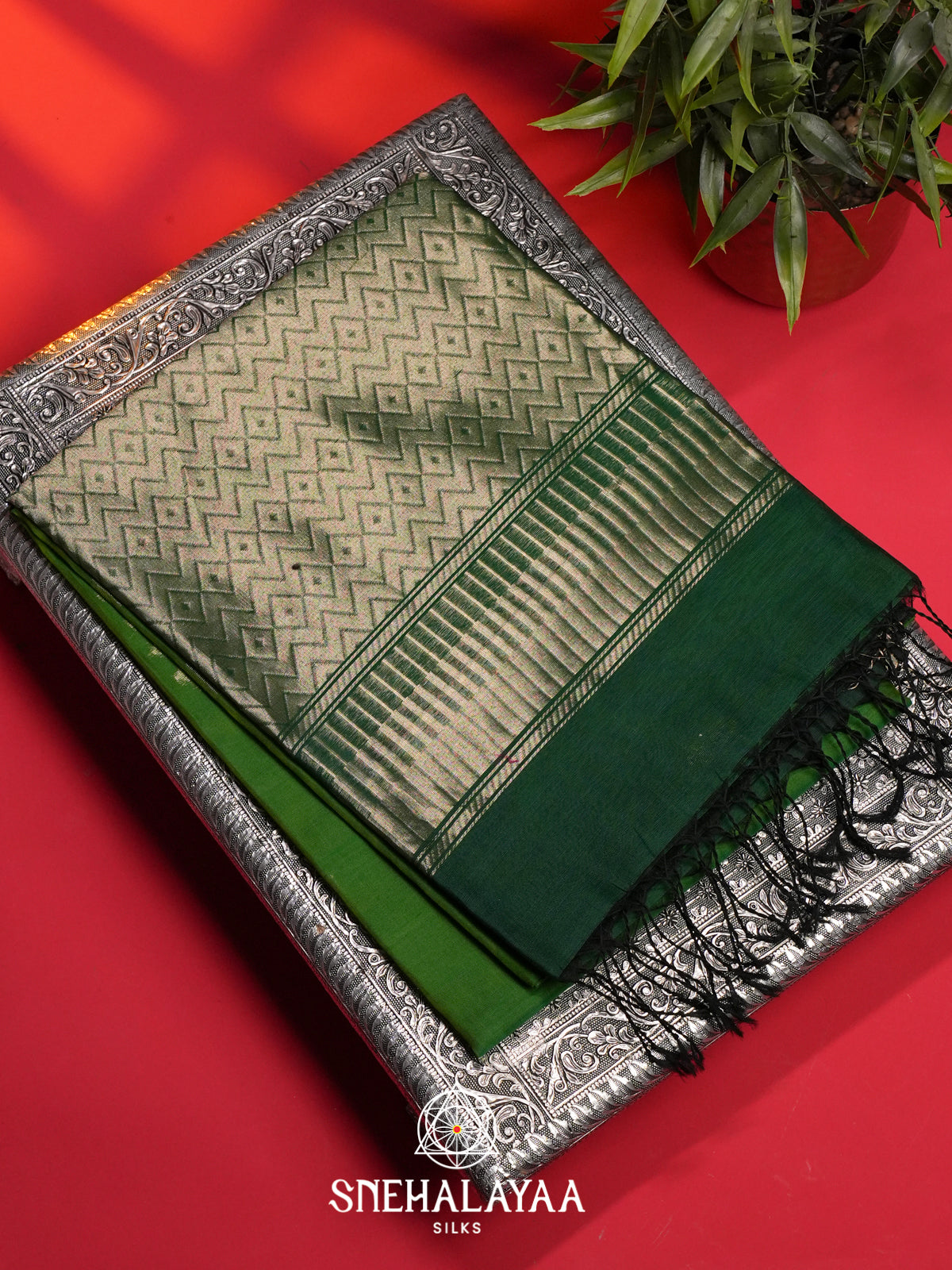 Green Kora Silk Cotton Saree