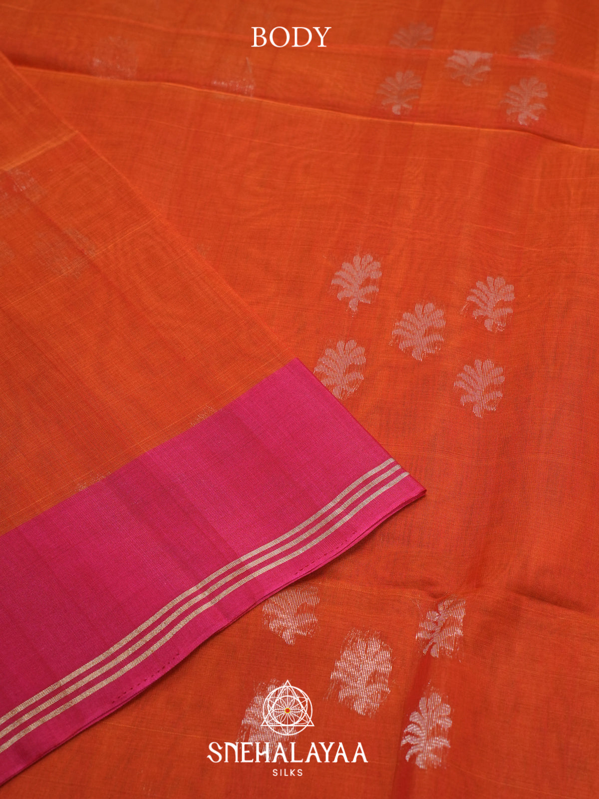 Orange Kora Silk Cotton Saree