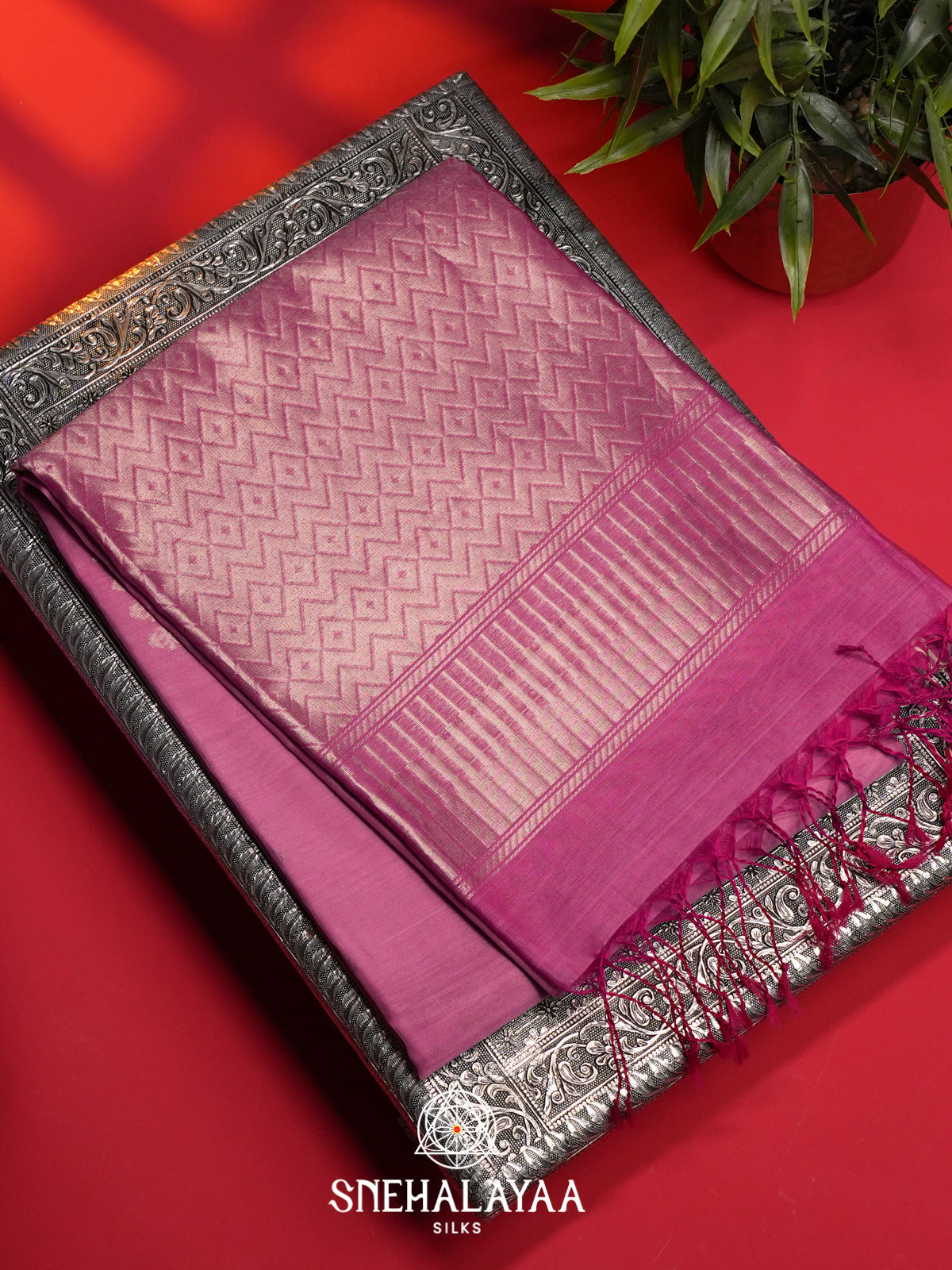 Pink Kora Silk Cotton Saree