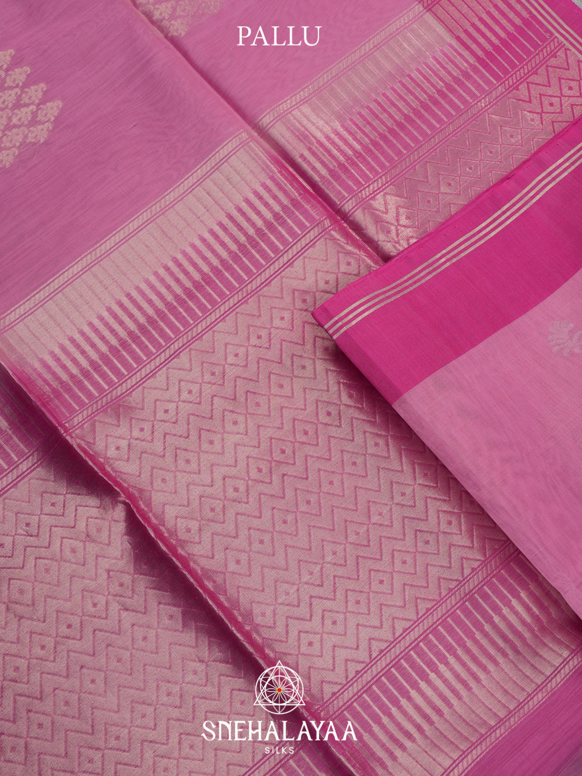 Pink Kora Silk Cotton Saree