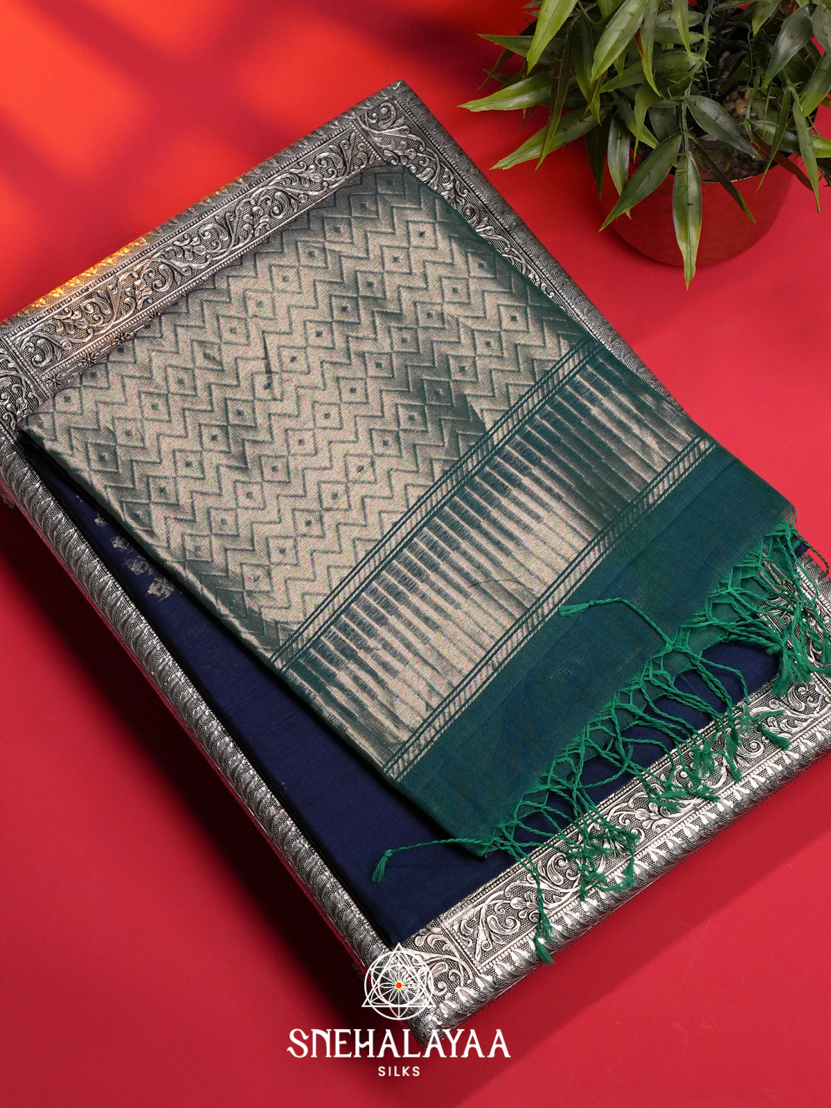 Blue Kora Silk Cotton Saree