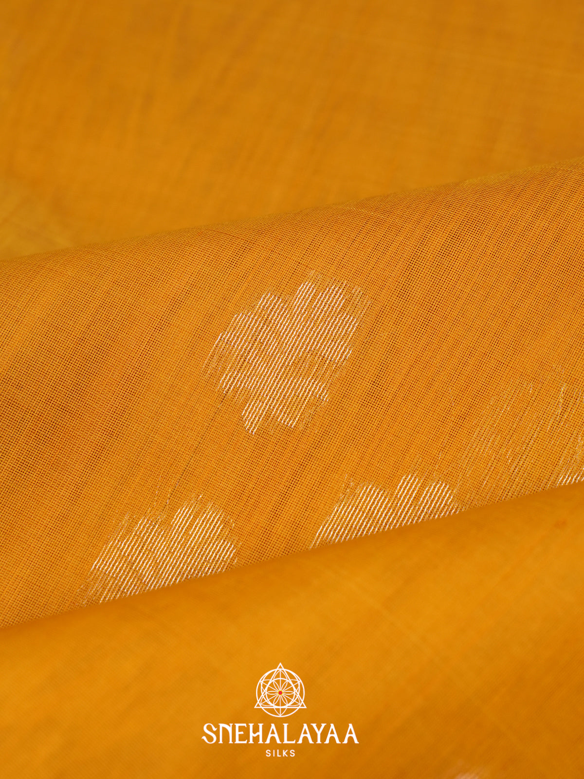 Mustard Kora Silk Cotton Saree