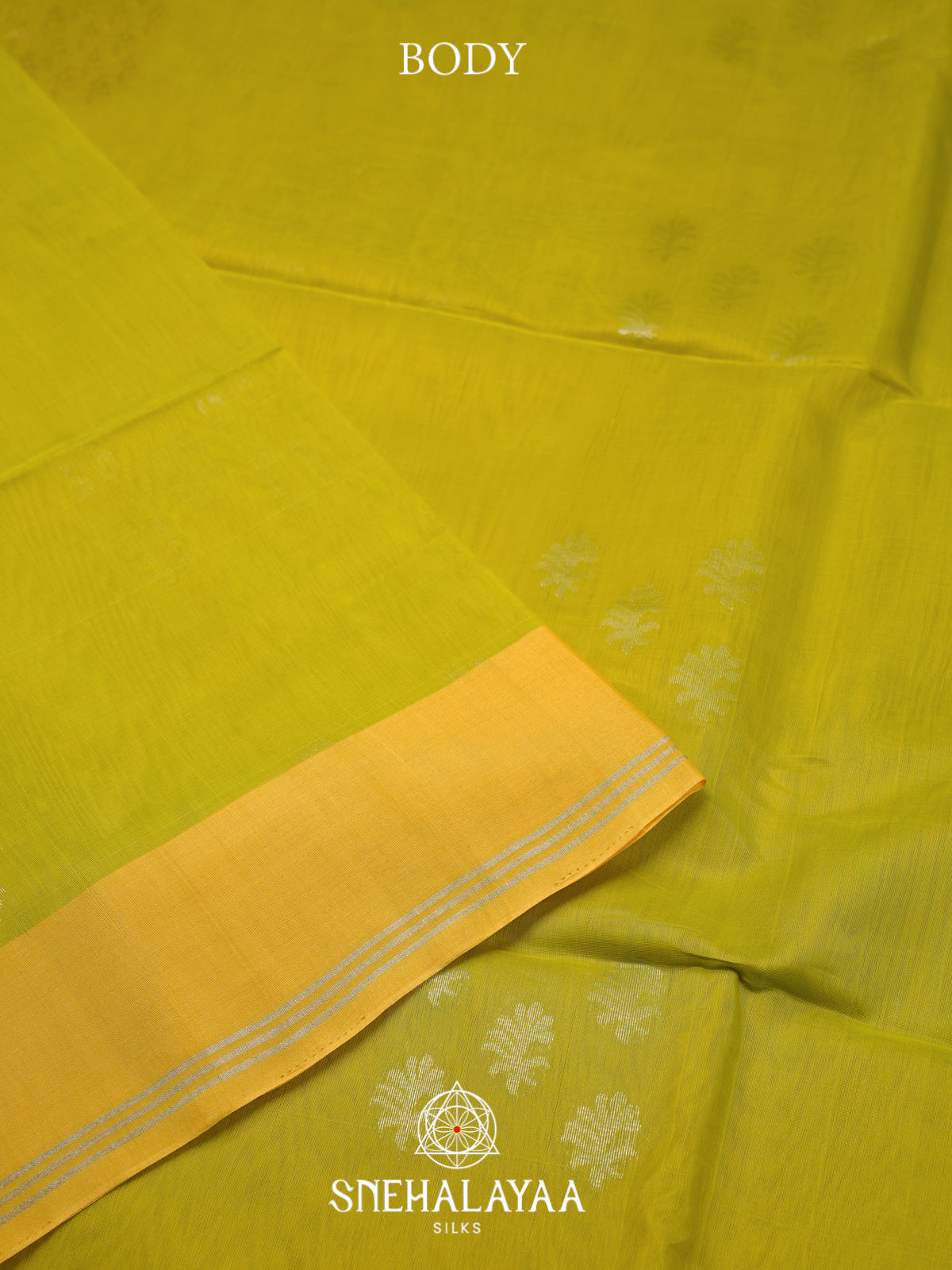 Lime Yellow Kora Silk Cotton Saree