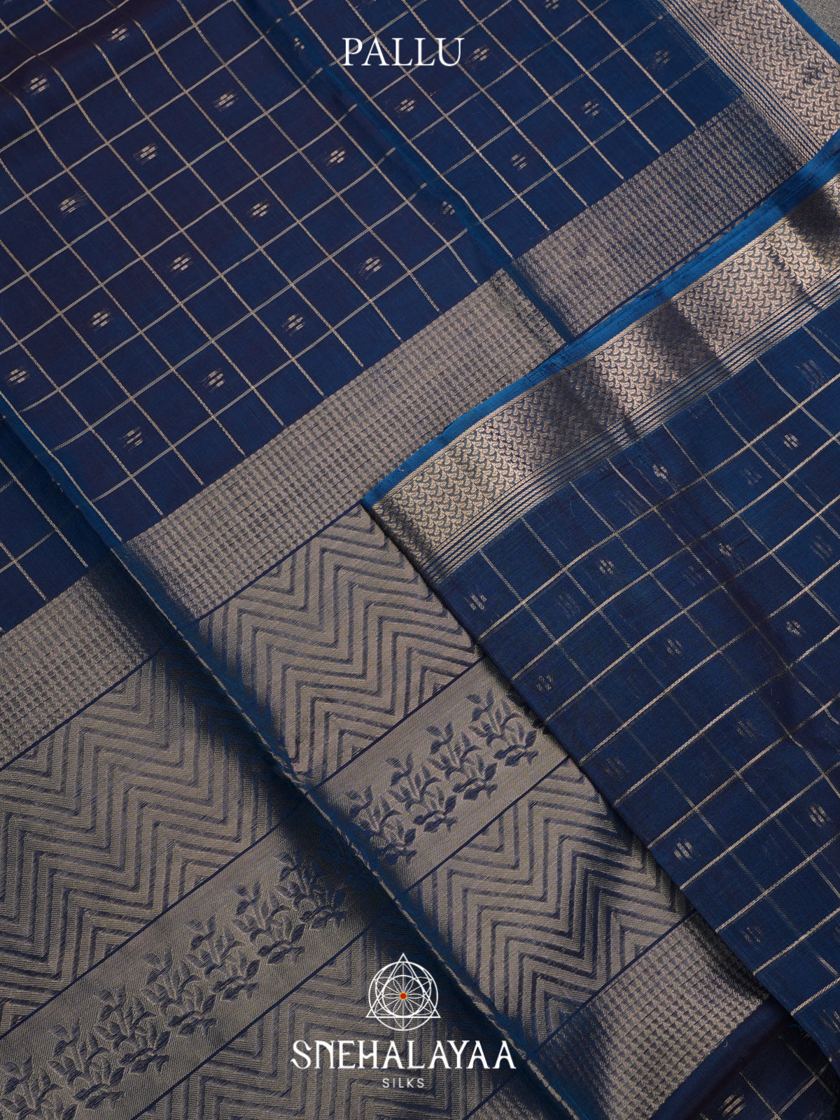 Peacock Blue Kora Silk Cotton Saree