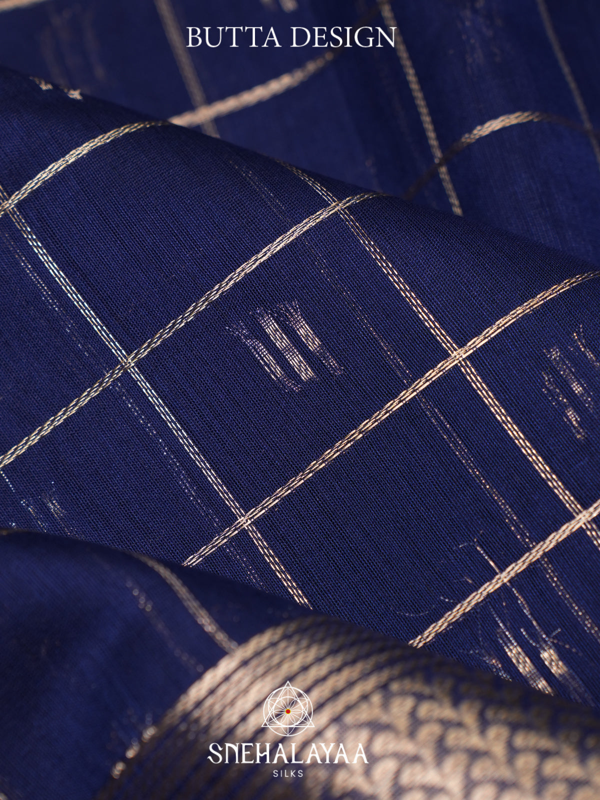 Navy Blue Kora Silk Cotton Saree
