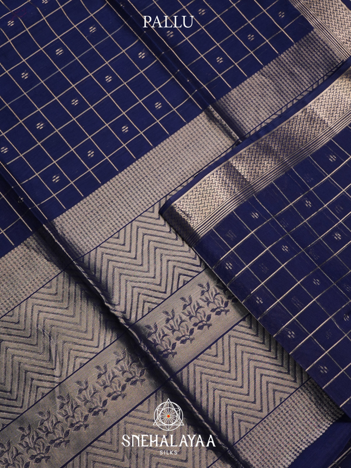 Navy Blue Kora Silk Cotton Saree