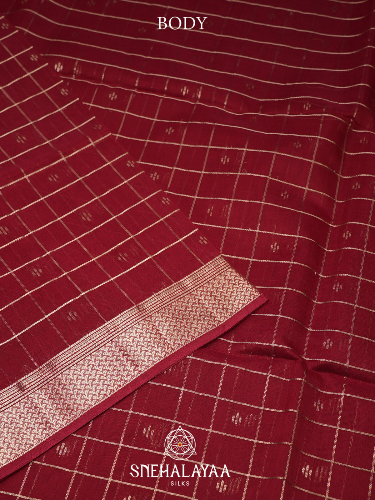 Maroon Kora Silk Cotton Saree
