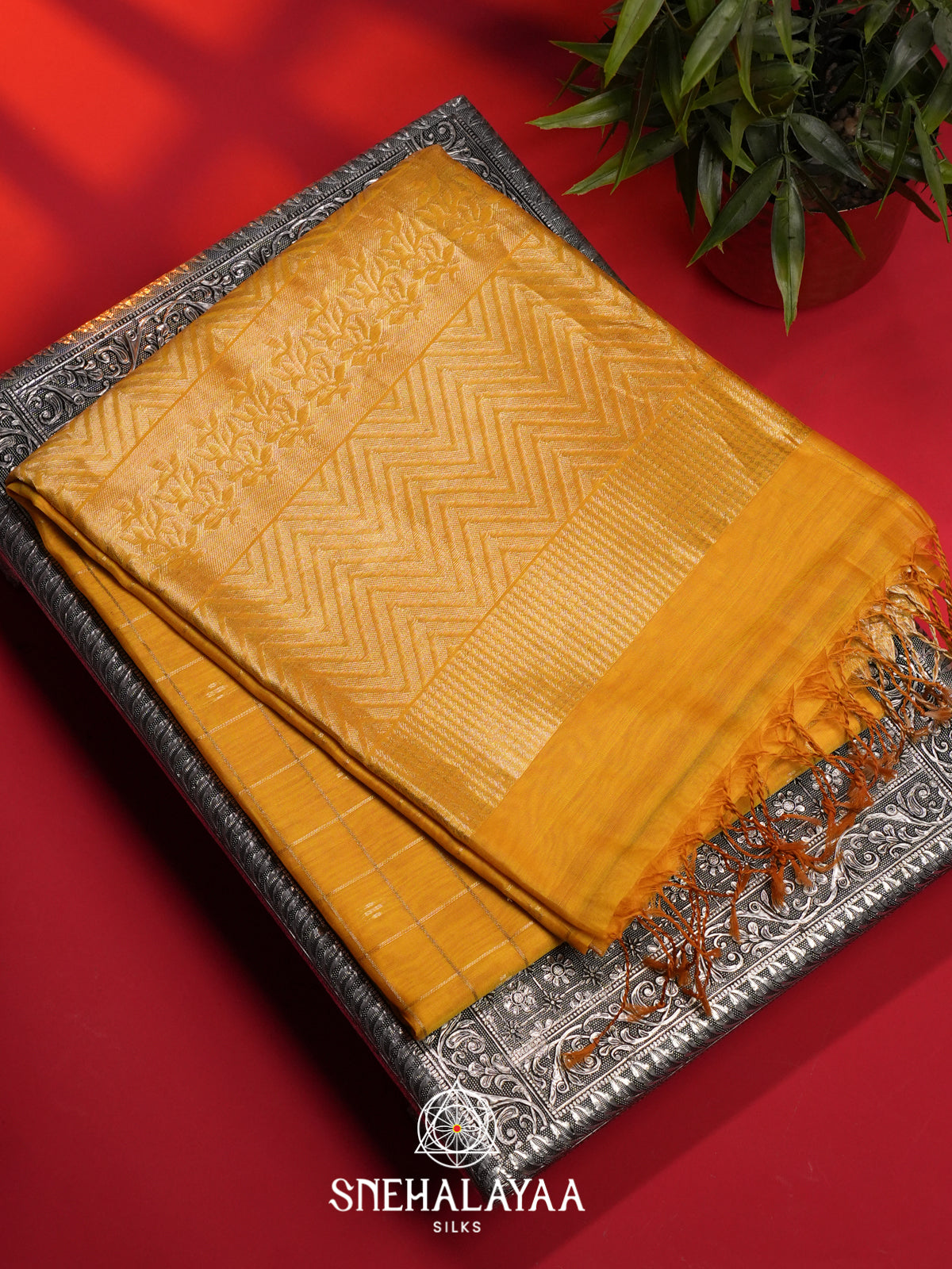 Yellow Kora Silk Cotton Saree