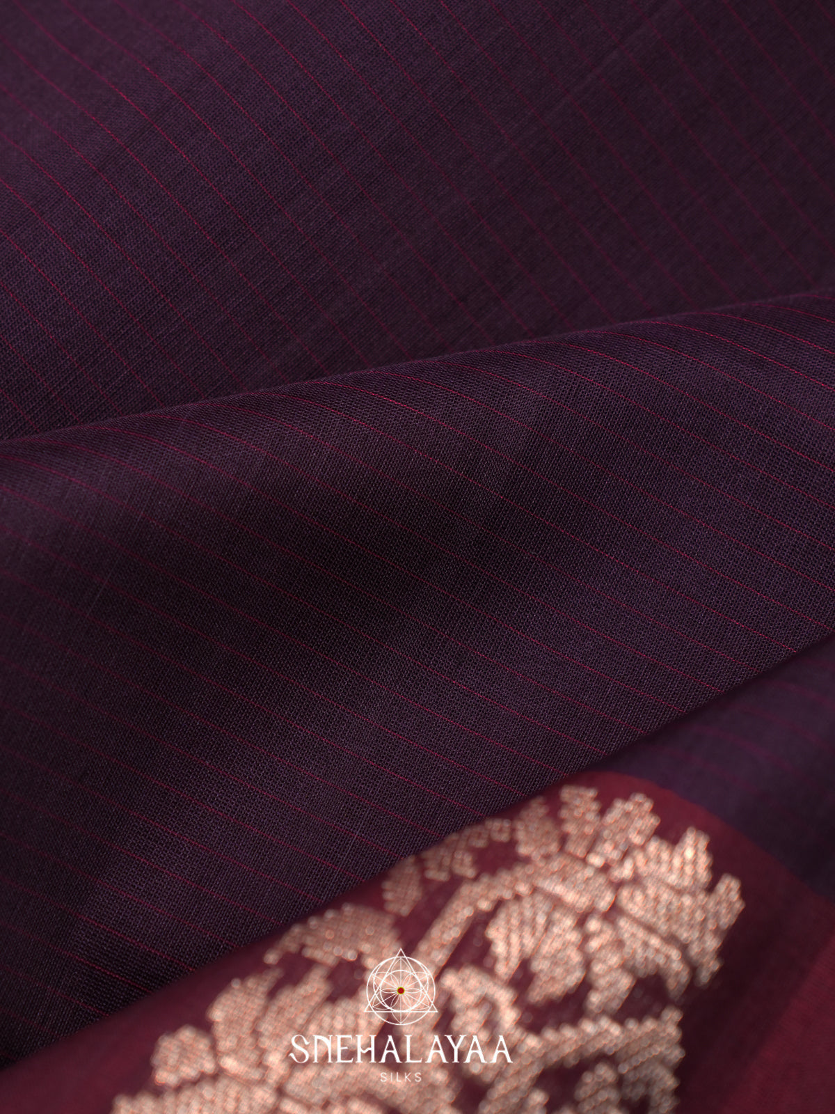 Burgundy Kora Silk Cotton Saree
