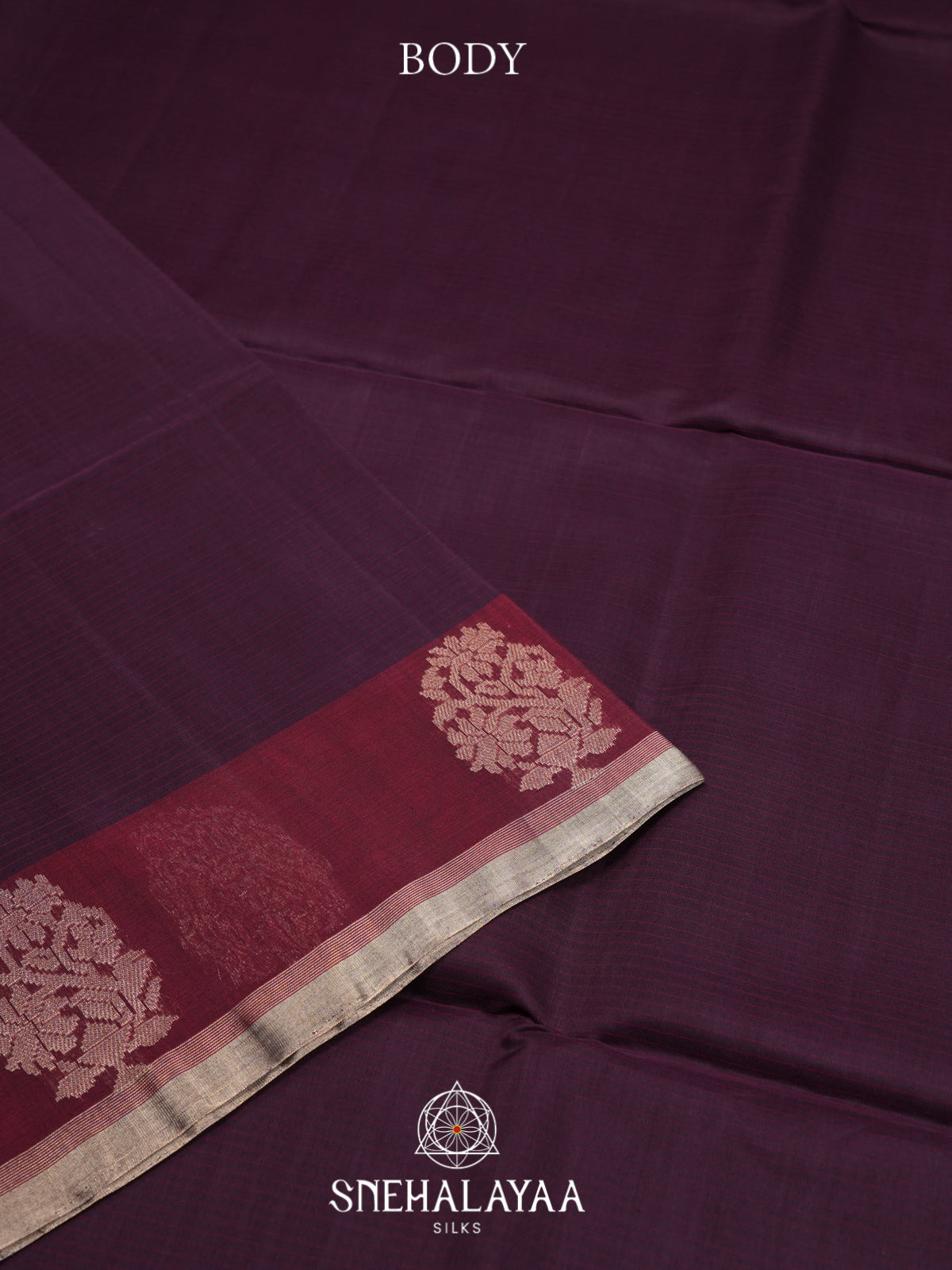 Burgundy Kora Silk Cotton Saree