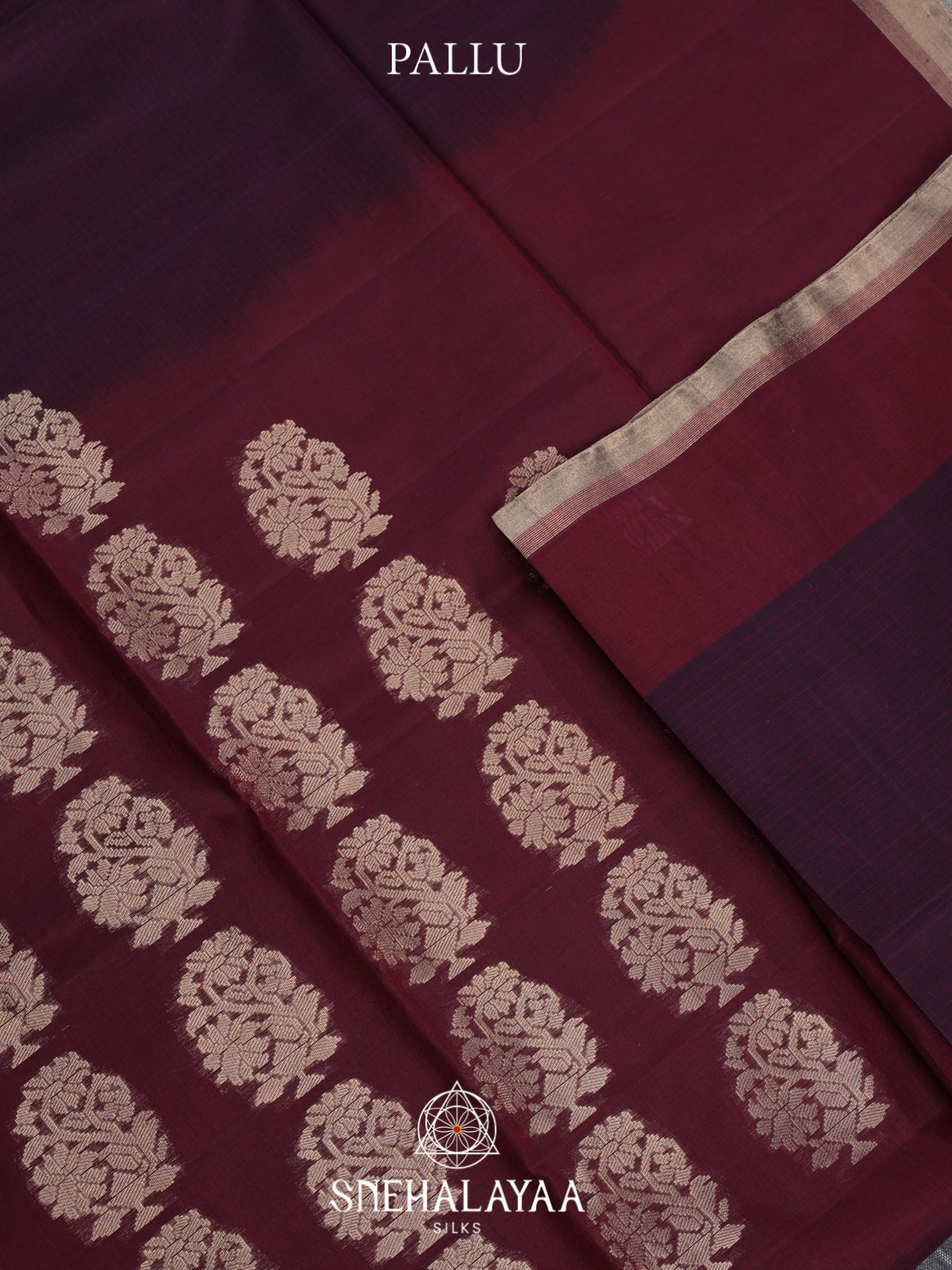 Burgundy Kora Silk Cotton Saree