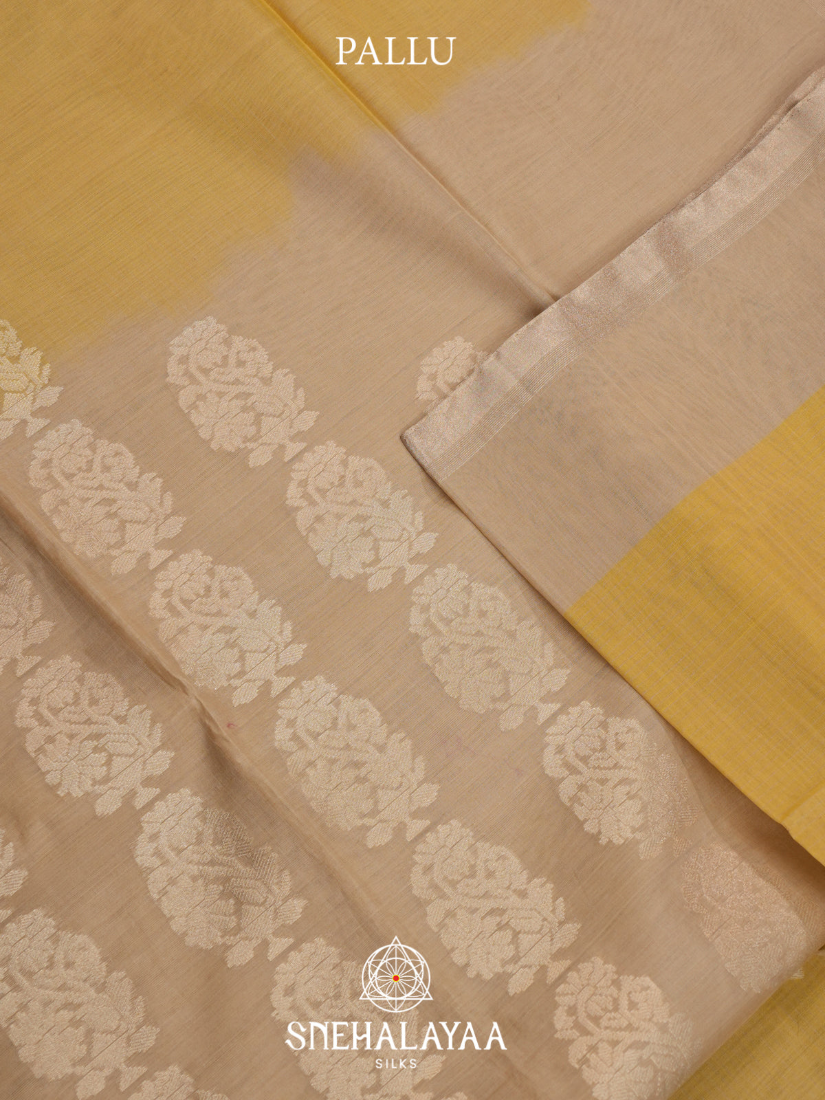Pale Yellow Kora Silk Cotton Saree