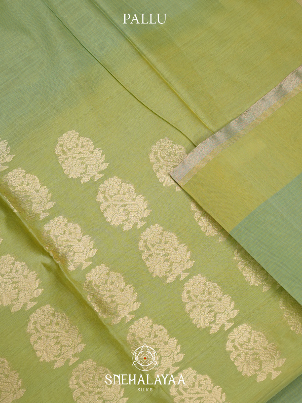 Pista Green  Kora Silk Cotton Saree