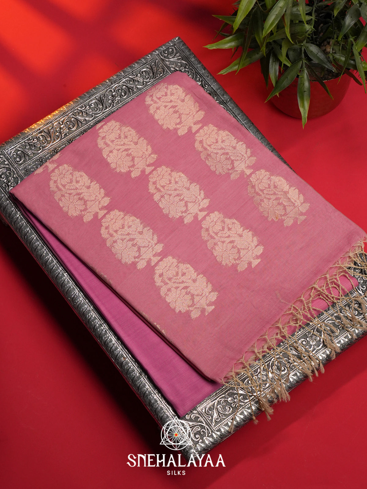 Pink Kora Silk Cotton Saree