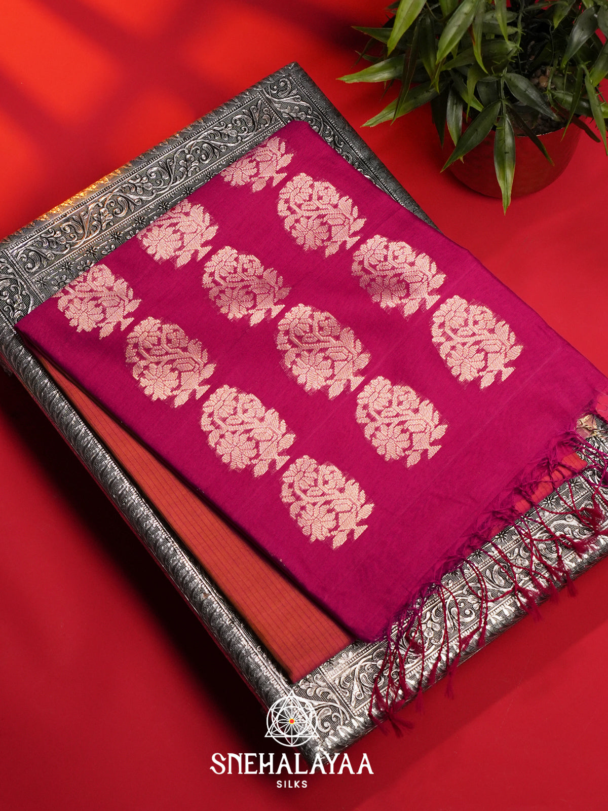 Orange Kora Silk Cotton Saree
