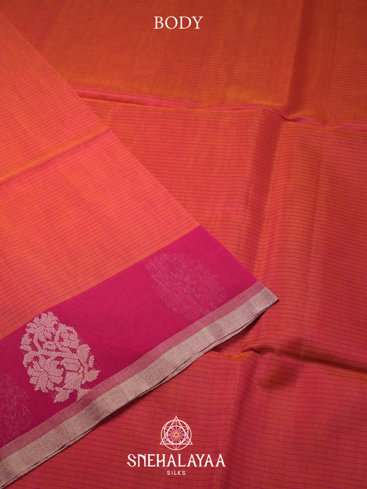 Orange Kora Silk Cotton Saree