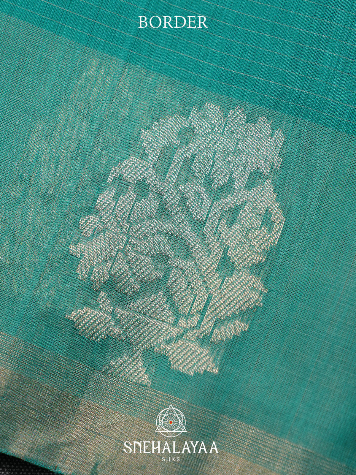 Teal Kora Silk Cotton Saree