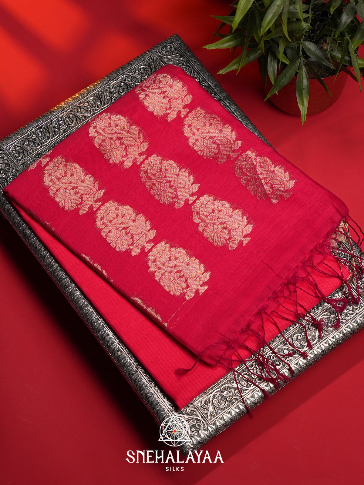 Pink Kora Silk Cotton Saree