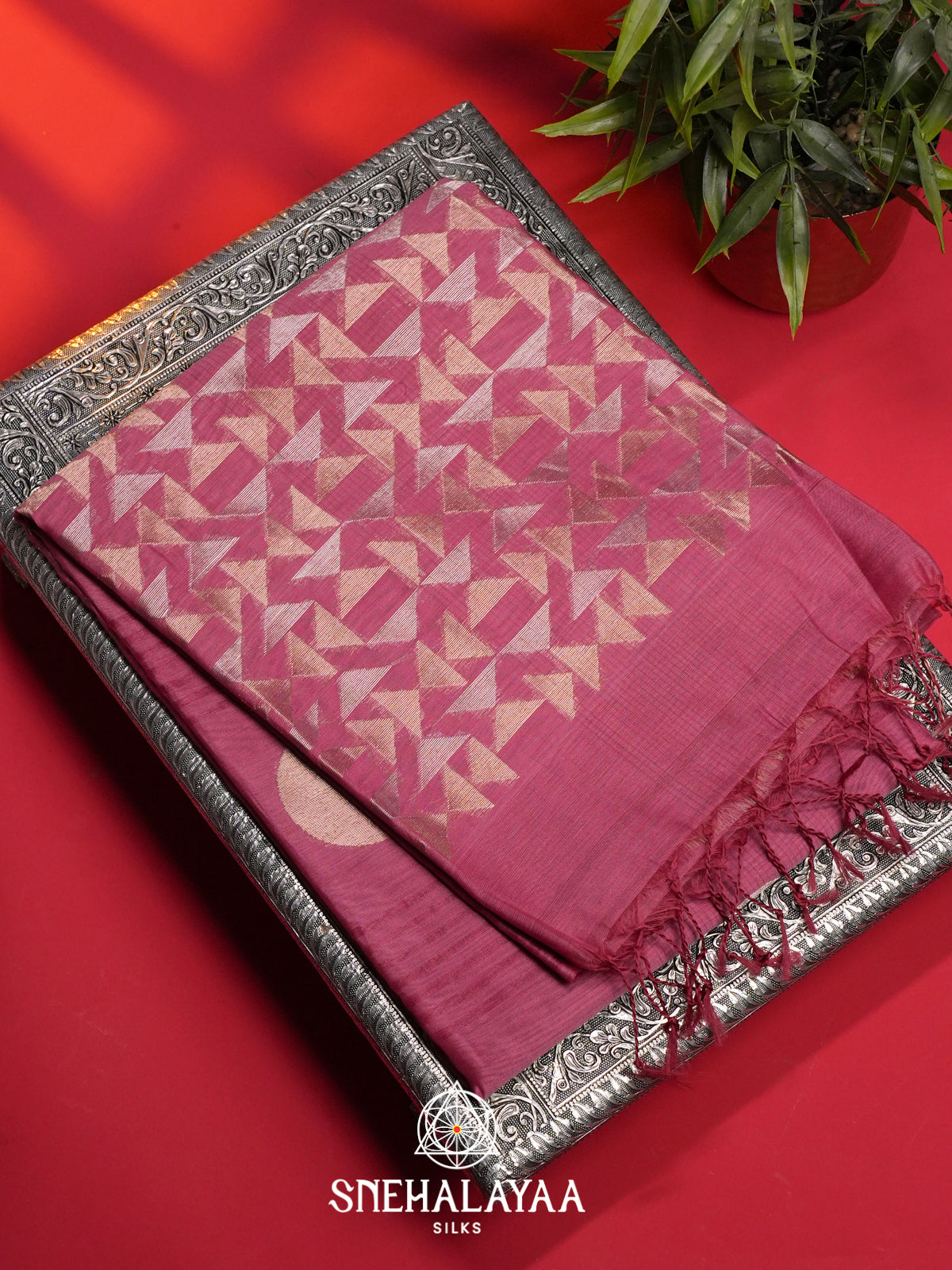 Mauve Kora Silk Cotton Saree