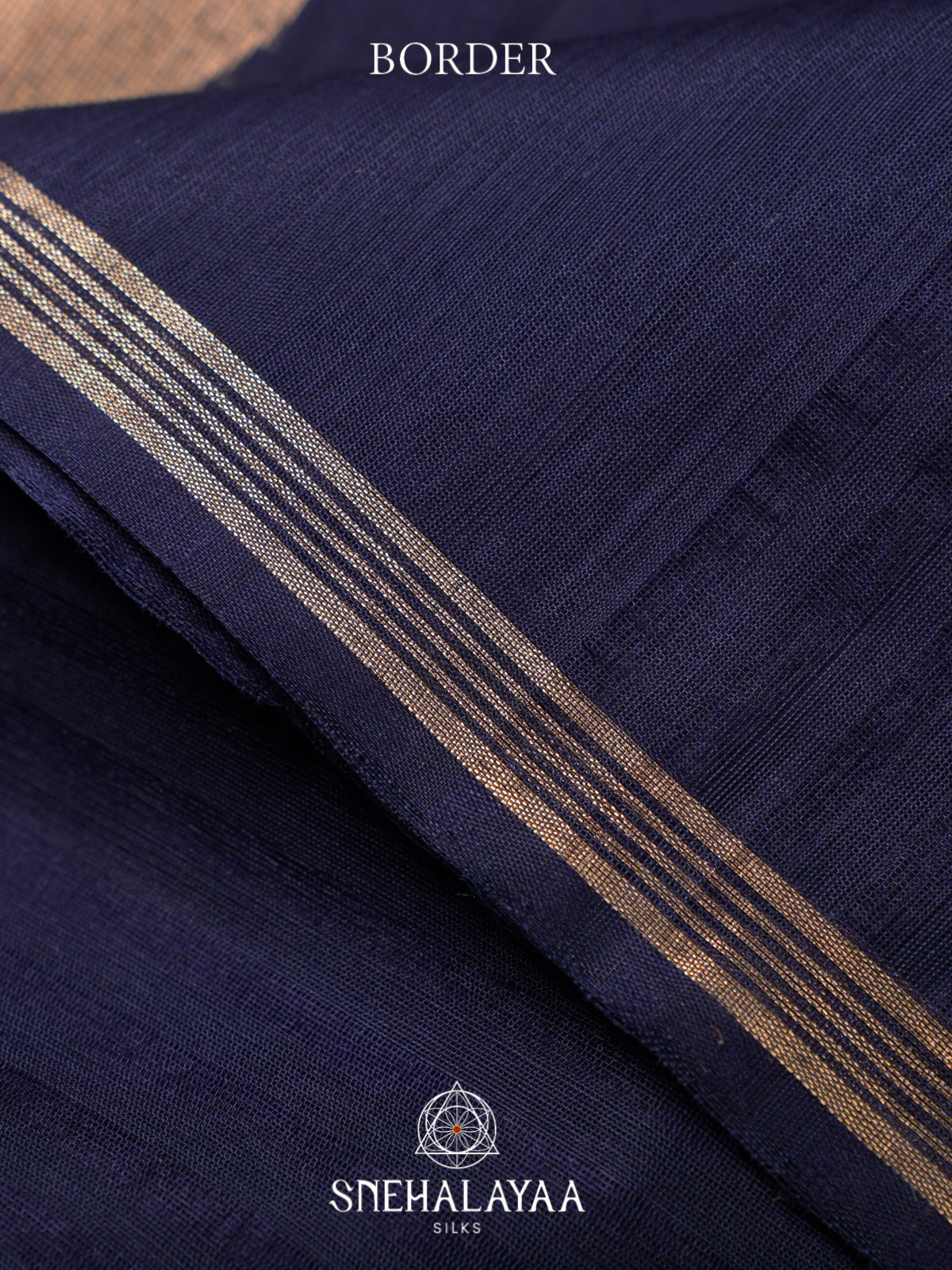 Navy Blue Kora Silk Cotton Saree