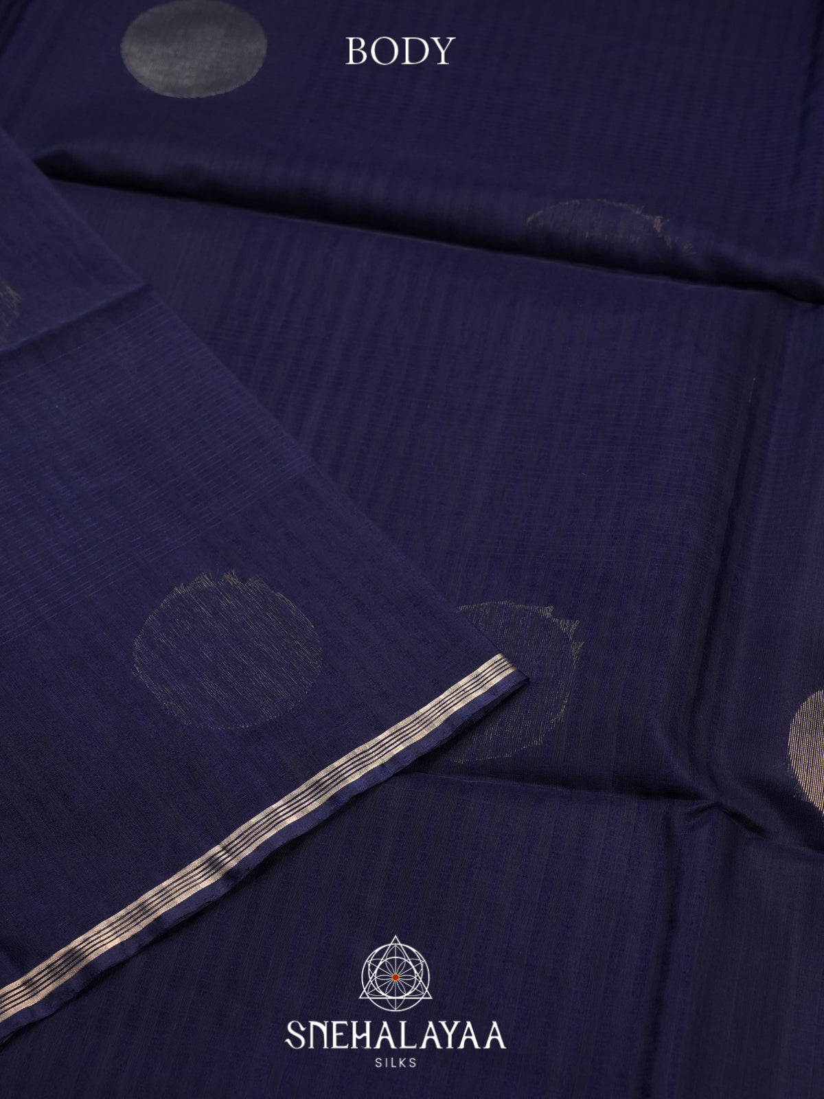 Navy Blue Kora Silk Cotton Saree