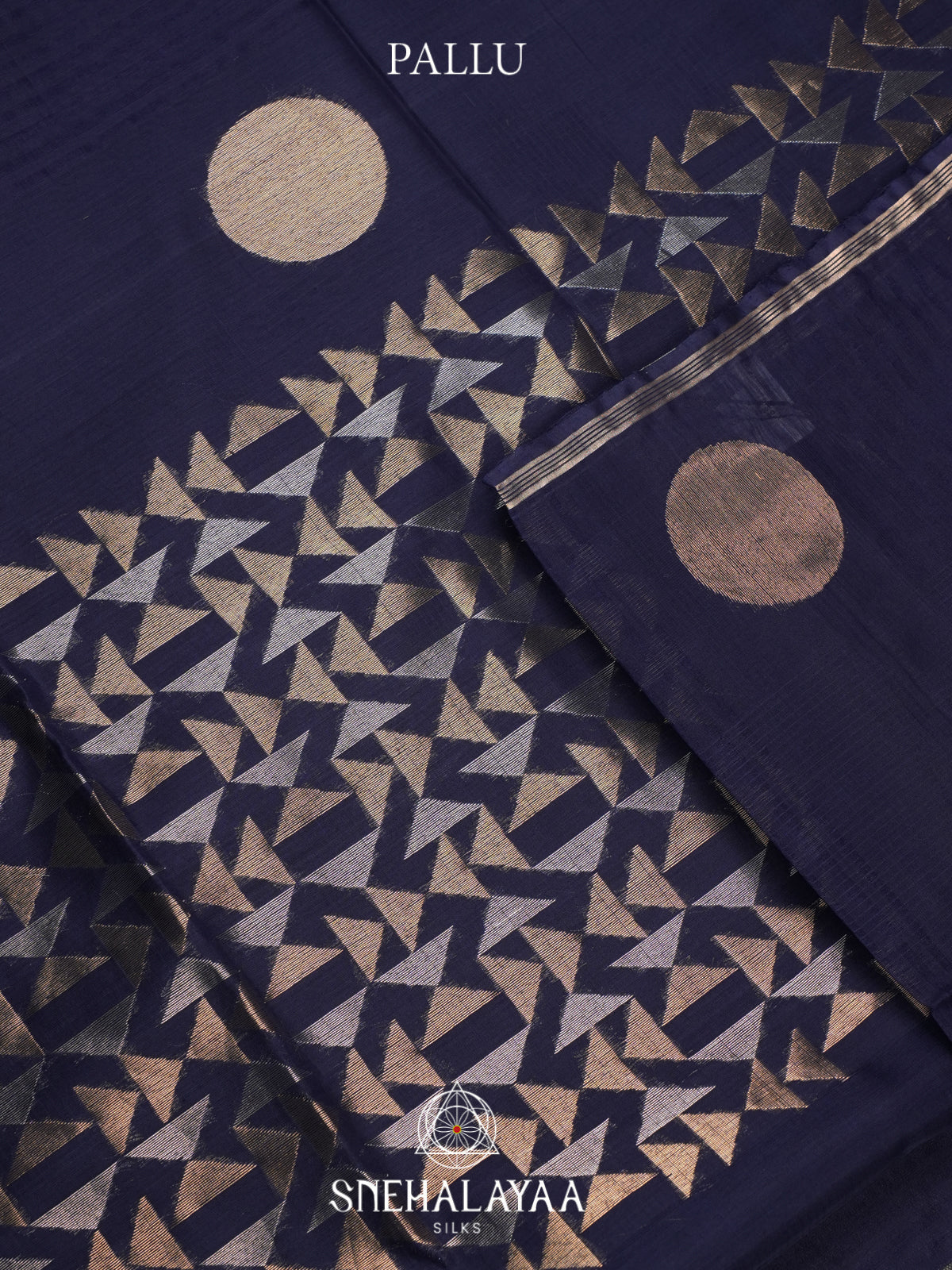 Navy Blue Kora Silk Cotton Saree