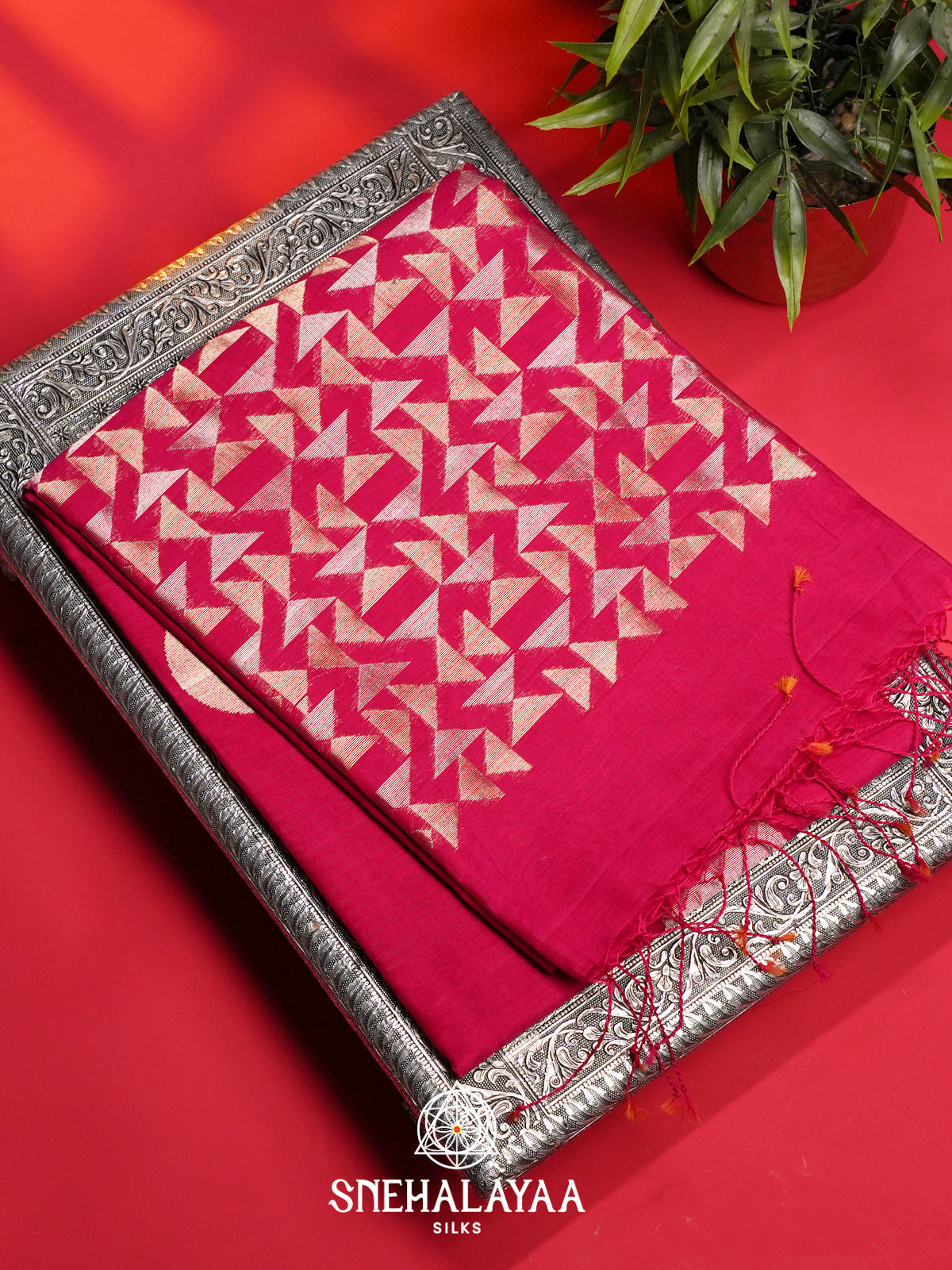 Pink Kora Silk Cotton Saree
