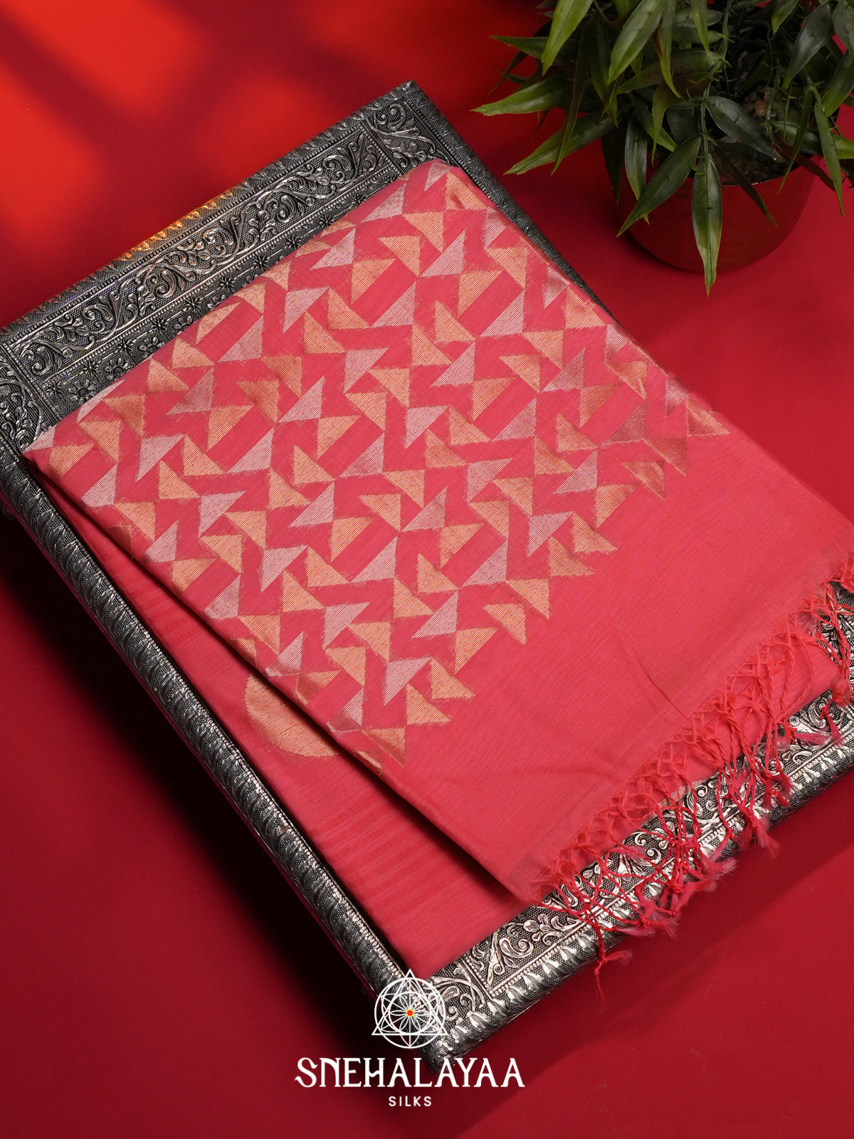 Pink Kora Silk Cotton Saree