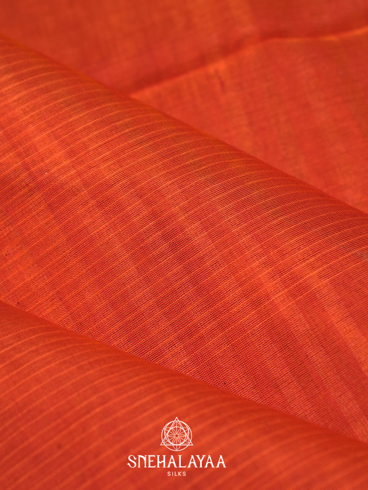 Coral Orange Kora Silk Cotton Saree