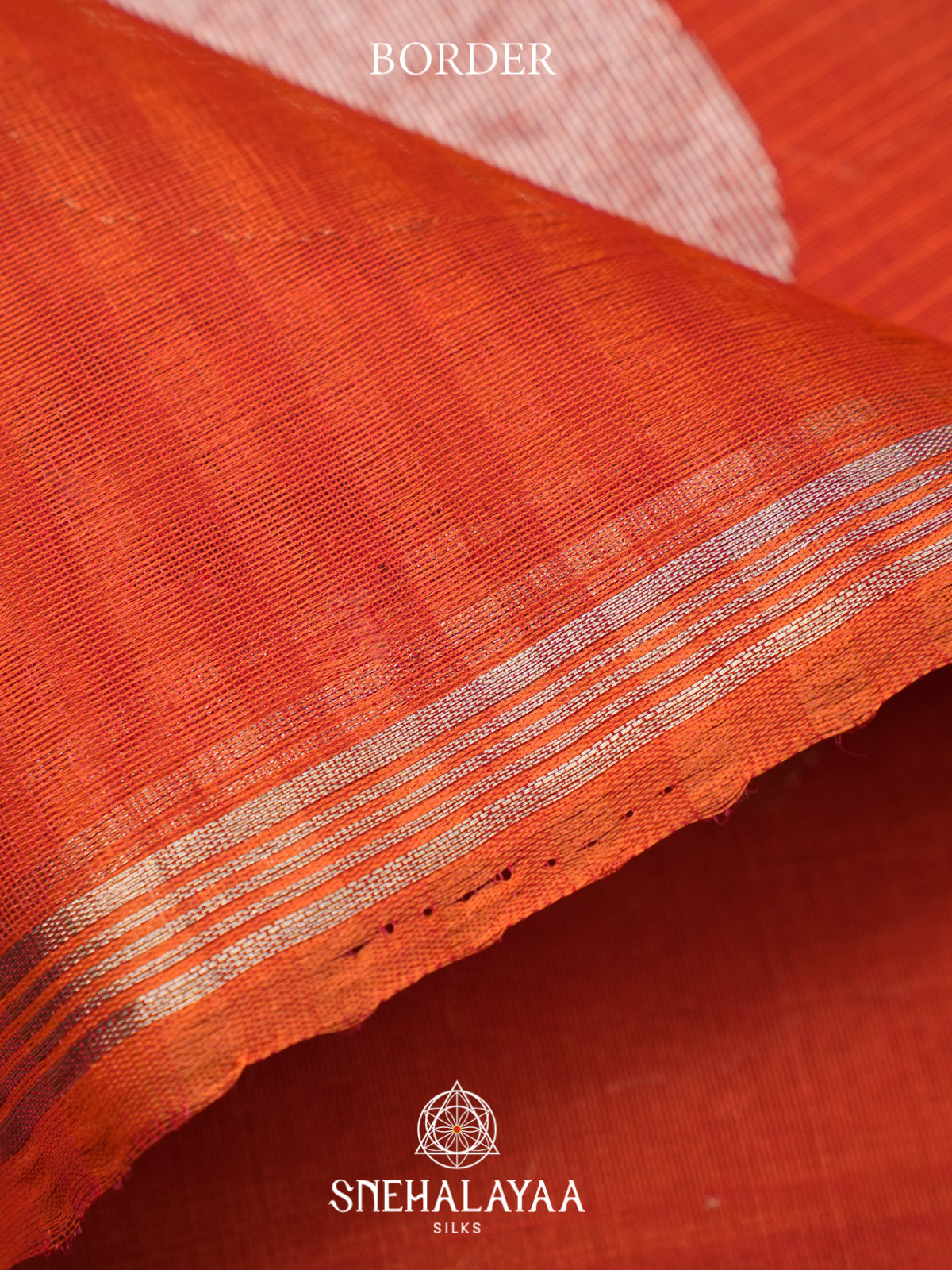 Coral Orange Kora Silk Cotton Saree