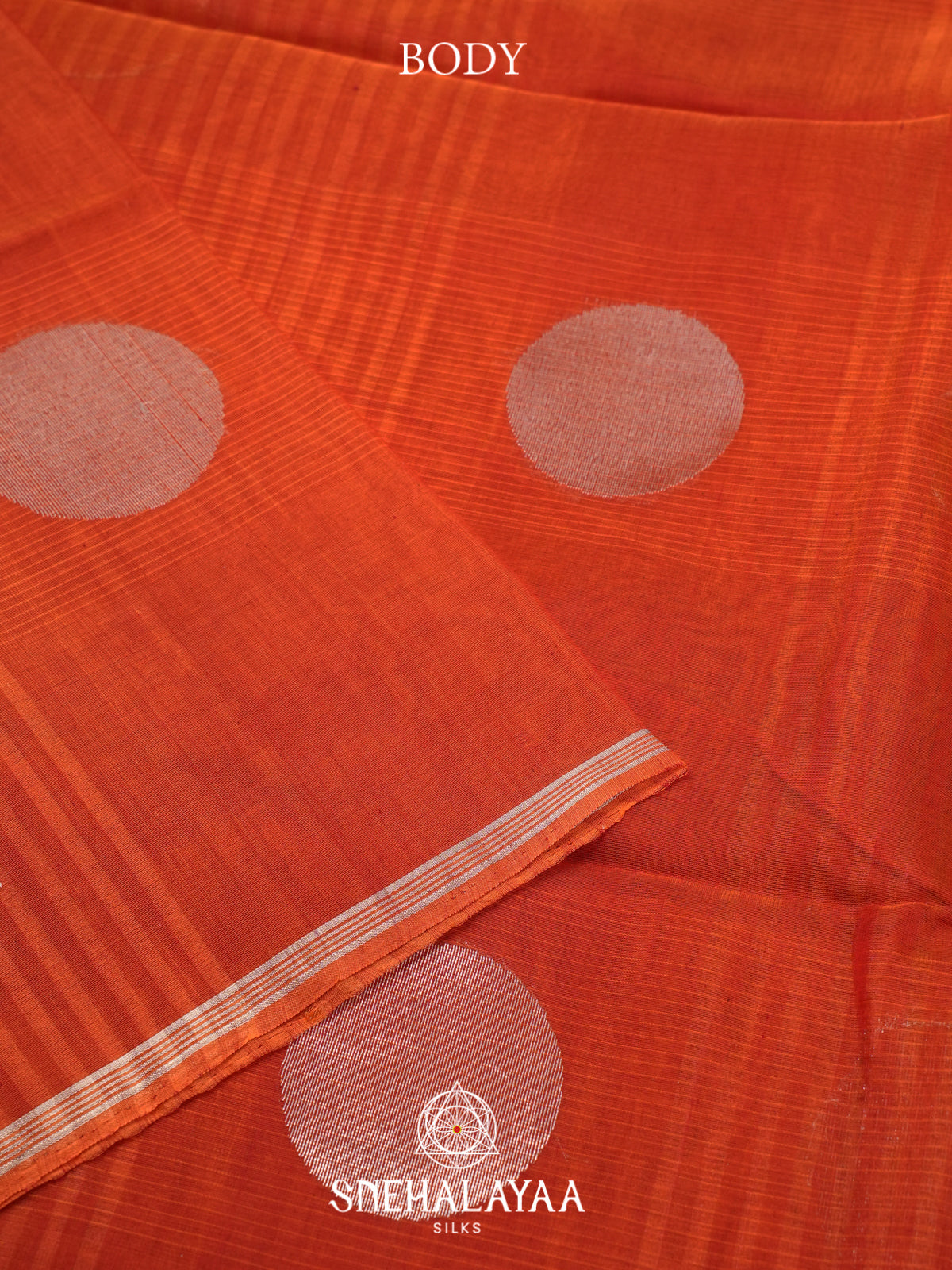 Coral Orange Kora Silk Cotton Saree
