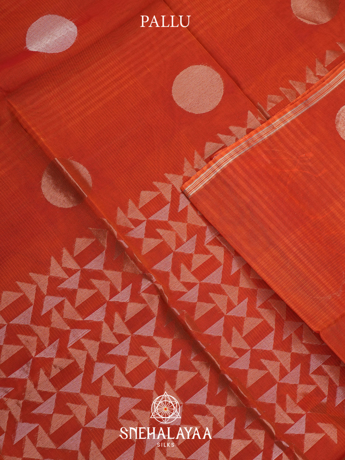 Coral Orange Kora Silk Cotton Saree