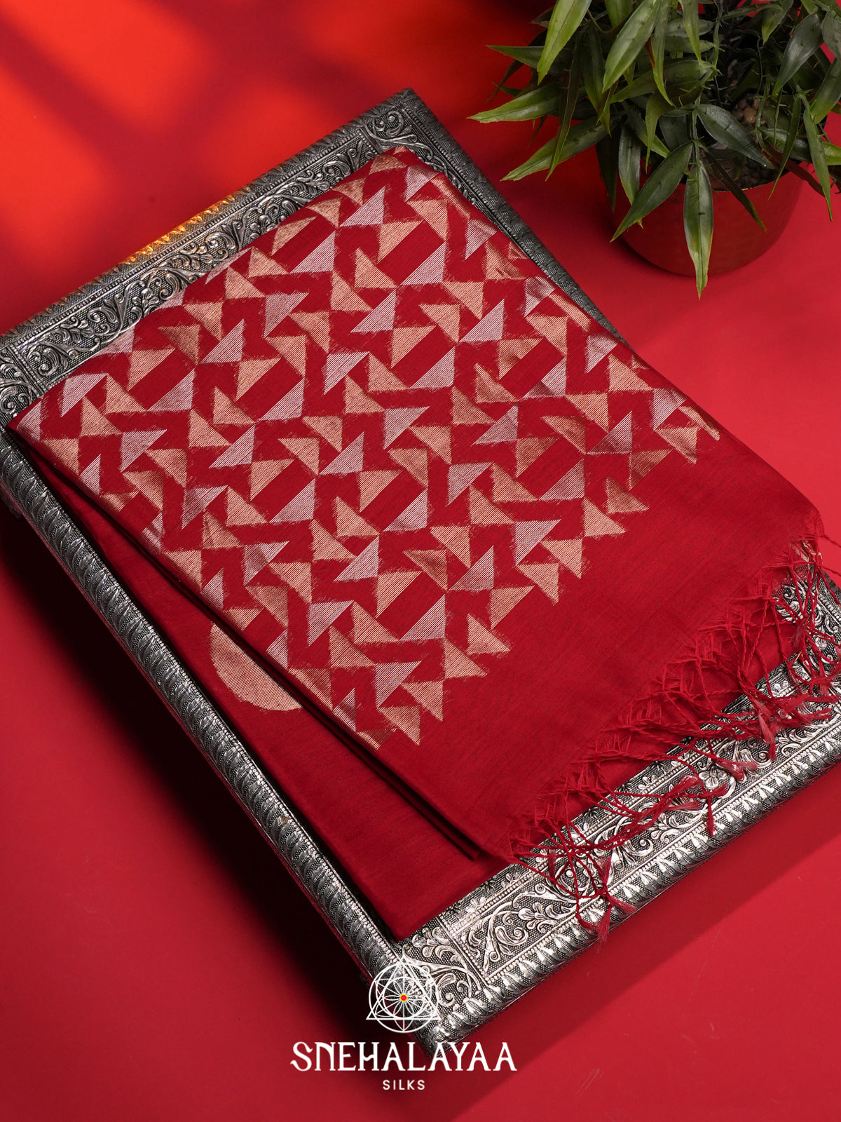 Red Kora Silk Cotton Saree