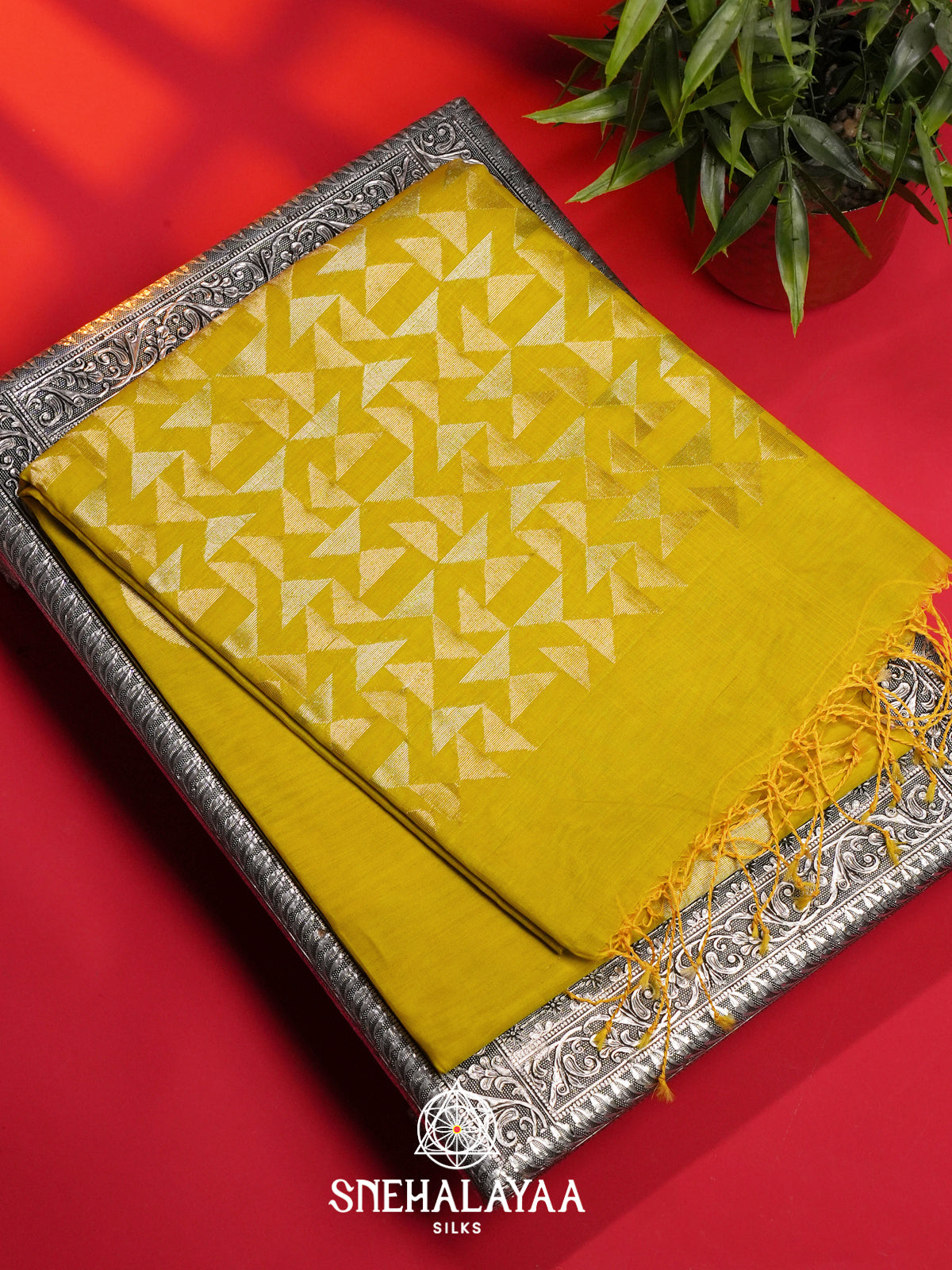 Lime Green Kora Silk Cotton Saree