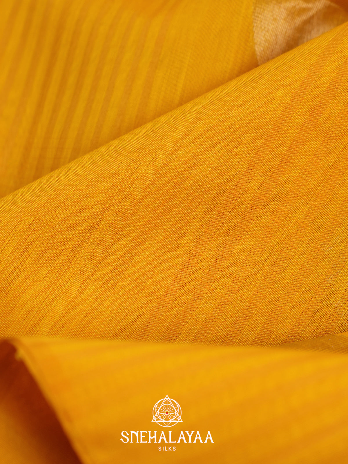 Mustard Kora Silk Cotton Saree