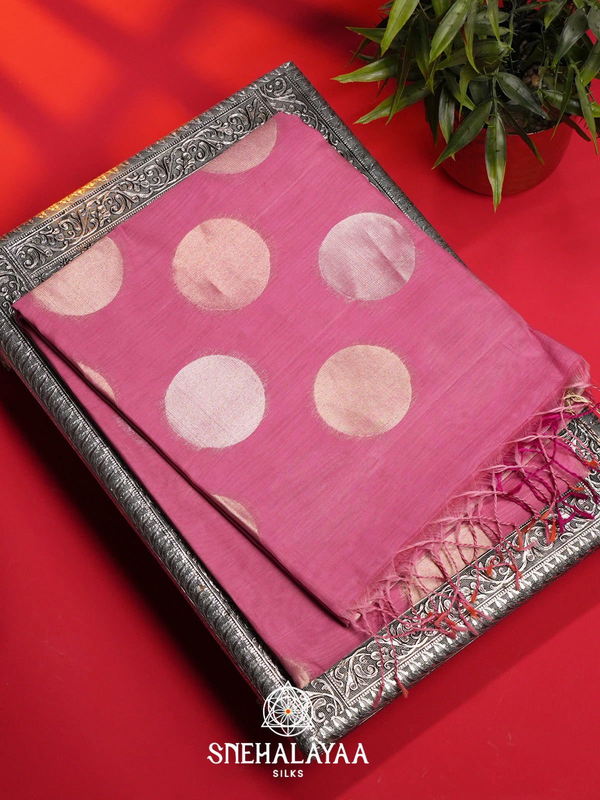 Pink Kora Silk Cotton Saree