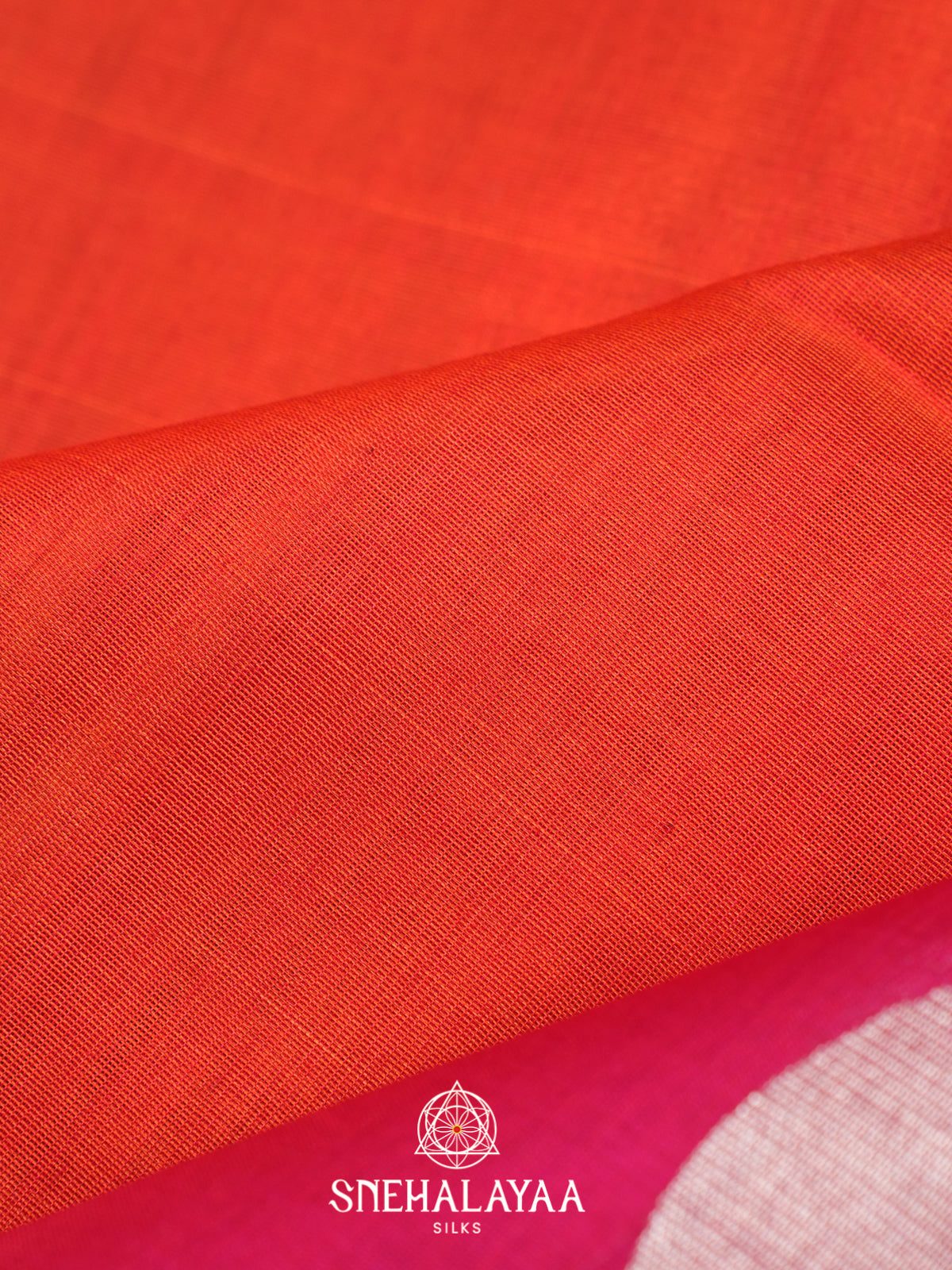 Coral Orange Kora Silk Cotton Saree