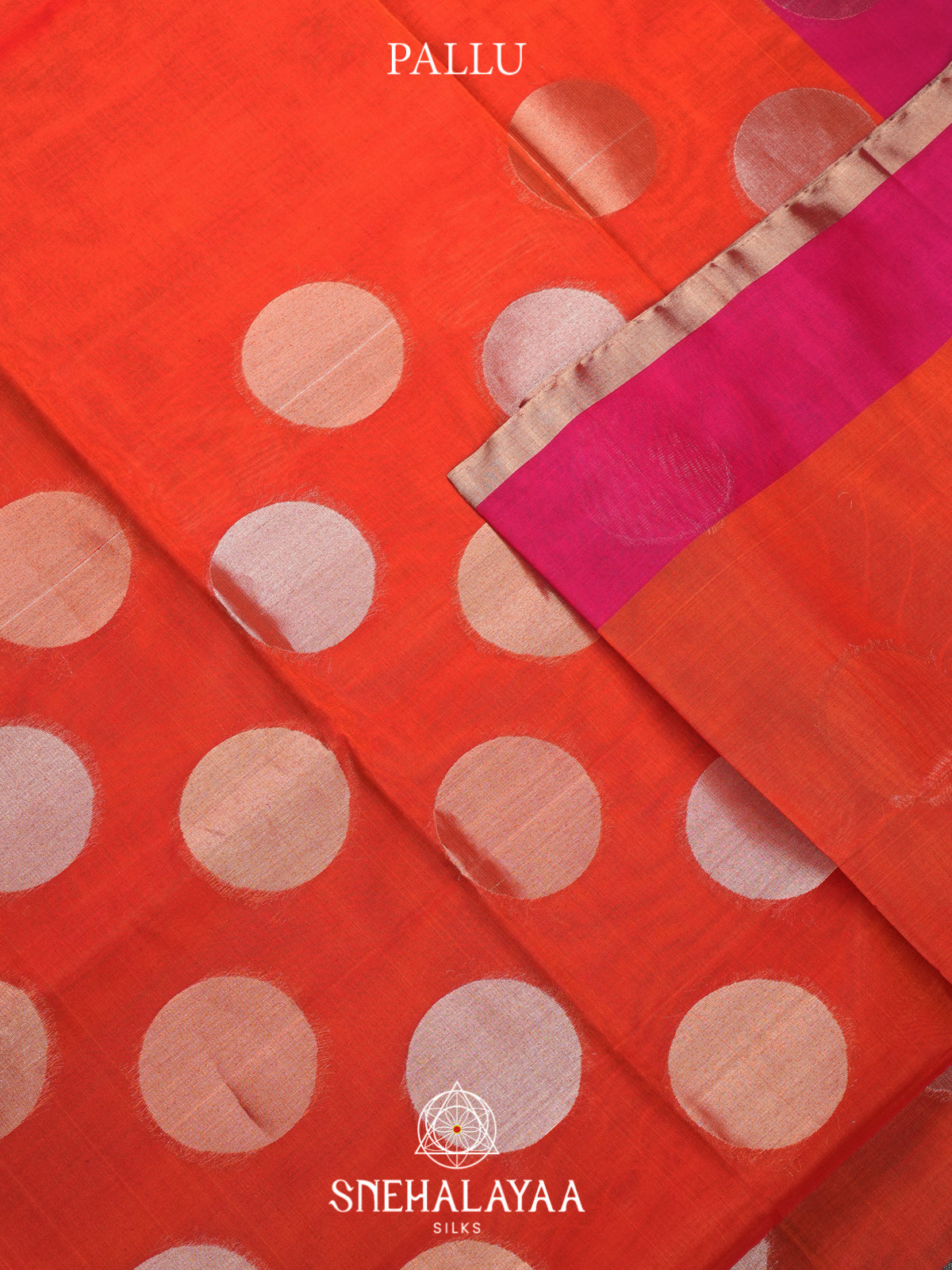 Coral Orange Kora Silk Cotton Saree